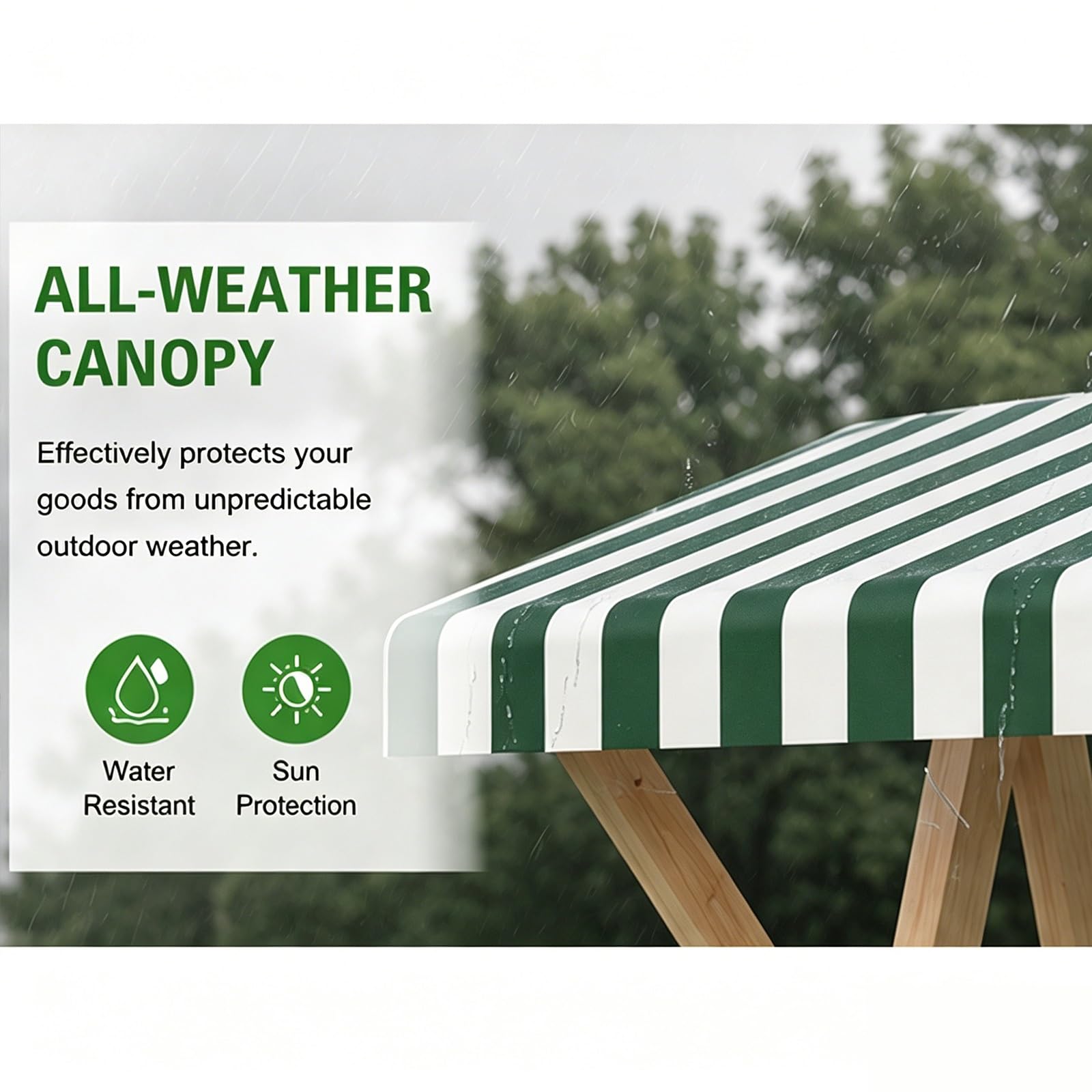 Carretto Portatile per Venditori con Tettuccio, Banco Espositivo per Mercati Agricoli, Stand Espositivo per Festival e Commercio Ambulante(Yellow,120x60x200cm)