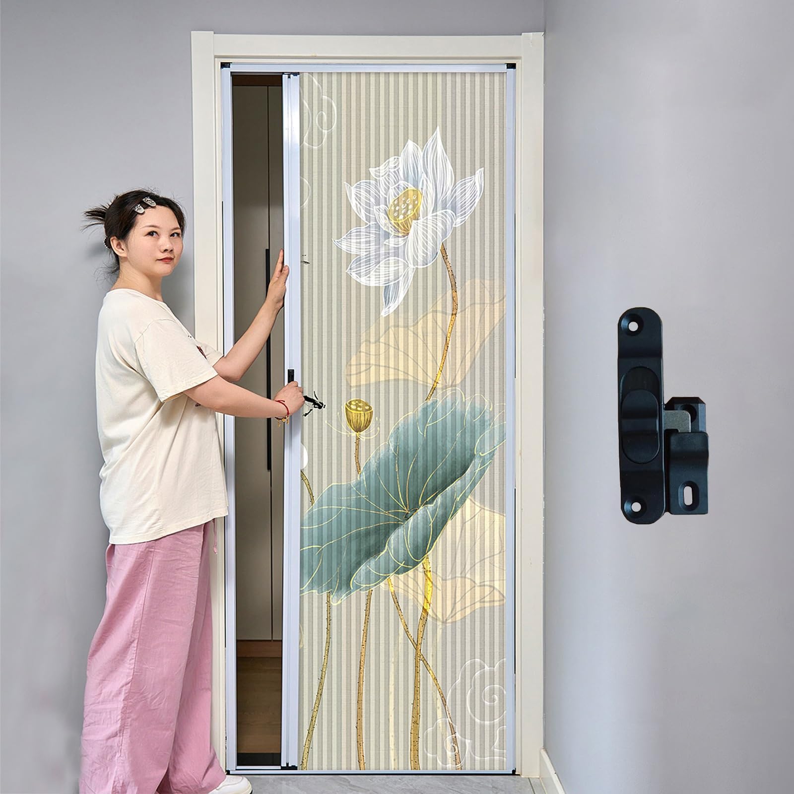 Retractable Interior Folding Doors with Lock, 90inch High No