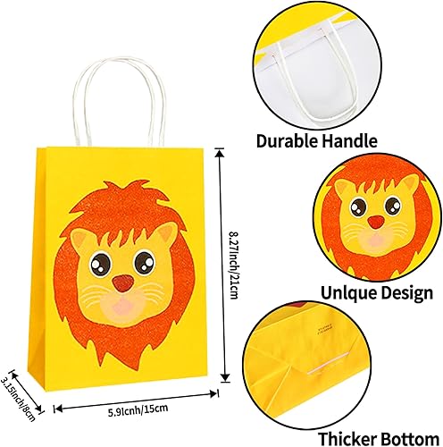Miniatura 3 de JAROVOKUWO Bolsas de regalo de fiesta de animales de la selva, 24 bolsas de dulces con temática de selva, tigre, cebra, jirafa, león, mono,