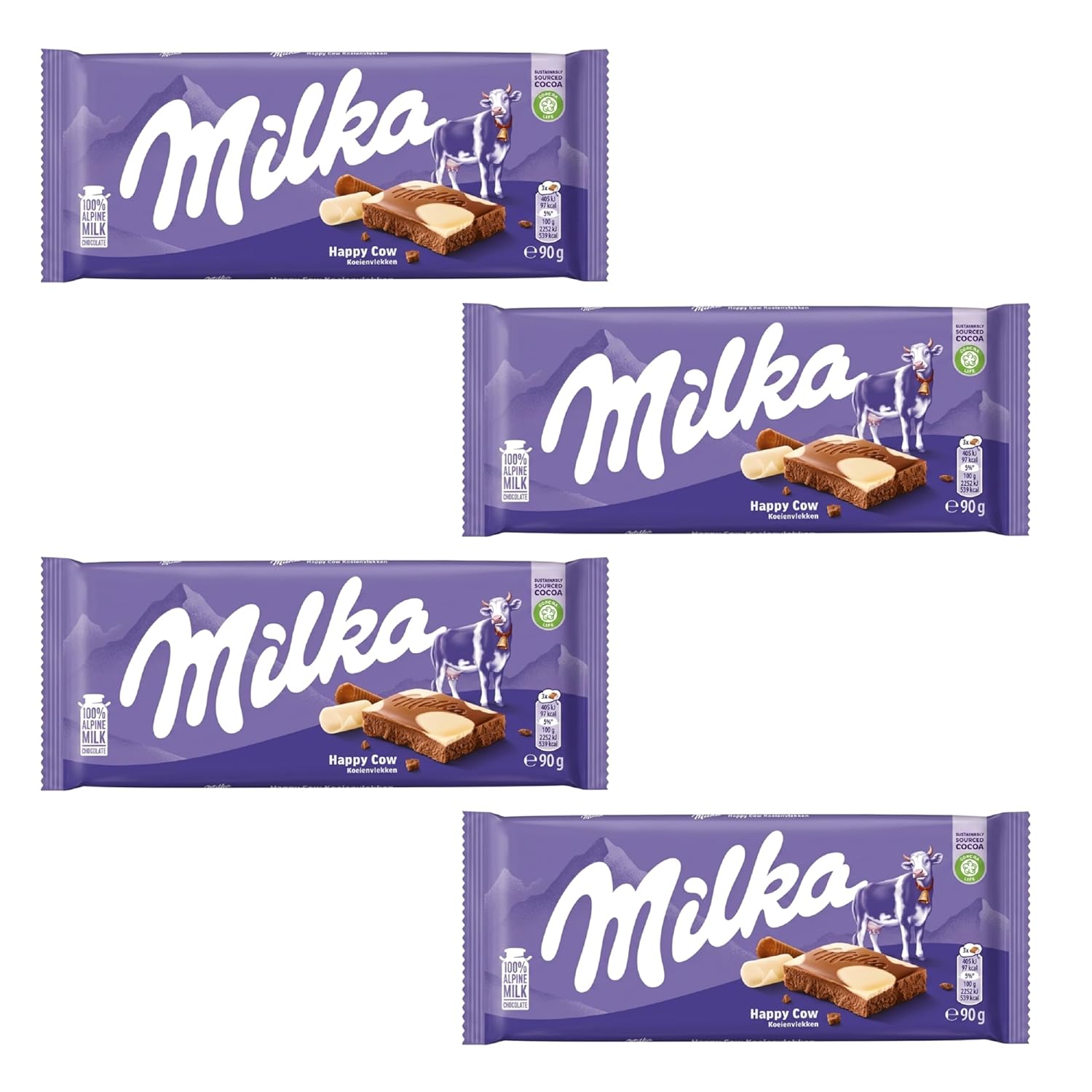 Milka Cow Spots Chocolate 90g (Pack of 4)