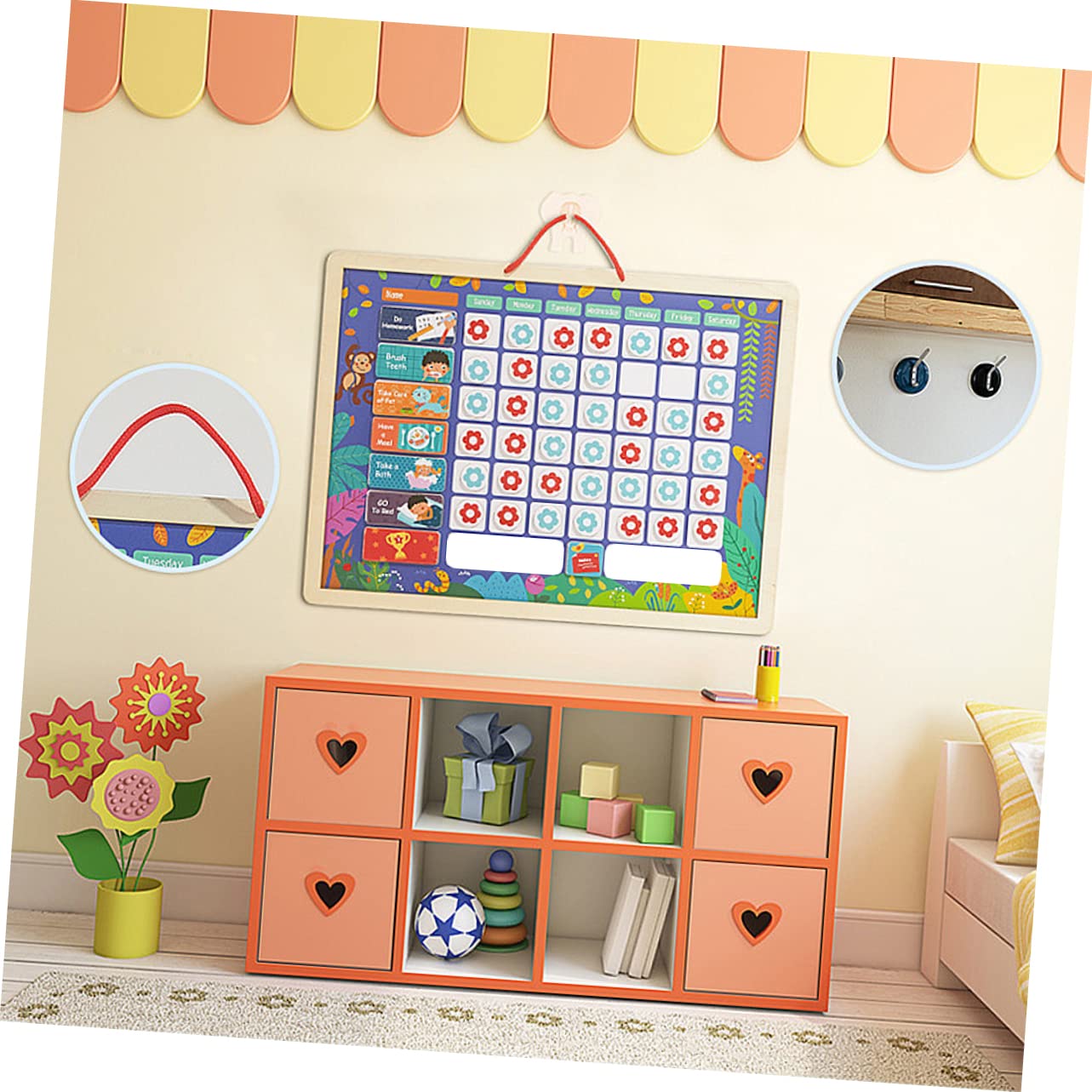 VILLCASE Tabla de Recompensas para Niños, Tablero Reutilizable de Madera
