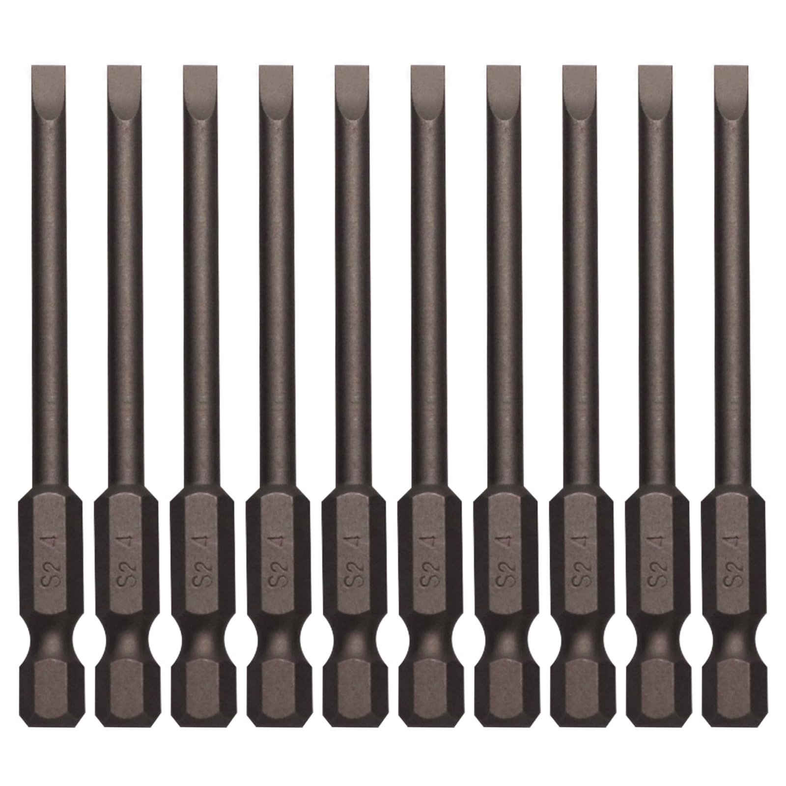Sipery 10Pcs Flat Head Screwdriver Bits 4mm / 0.16inch Magnetic Slotted Tip Screwdriver Bits 1/4inch Hex Shank 3inch Long