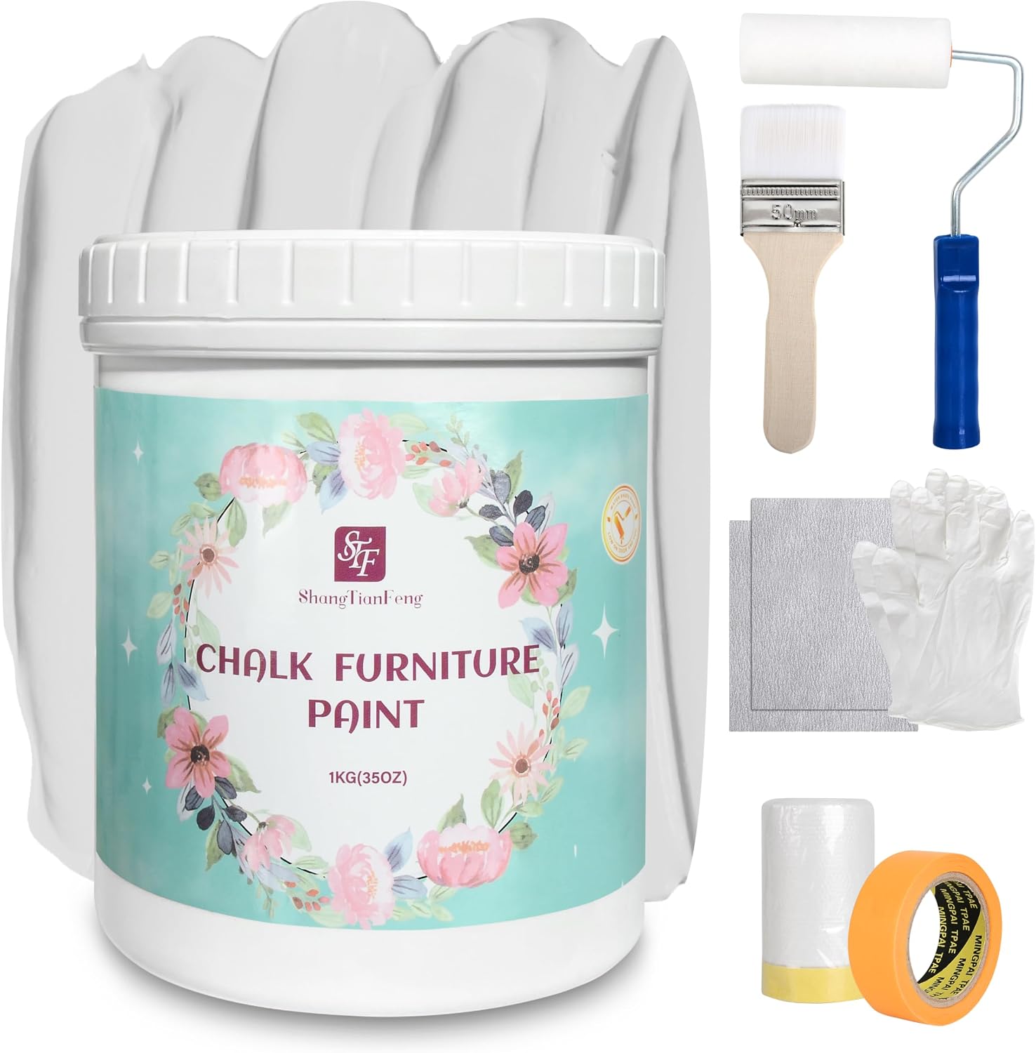 Finish Furniture Paint - 32 Oz All-in-One Kit for Cabinets, Doors, Tables, and Dressers Refinishing - Water-Based, Non-Toxic & Odorless005
