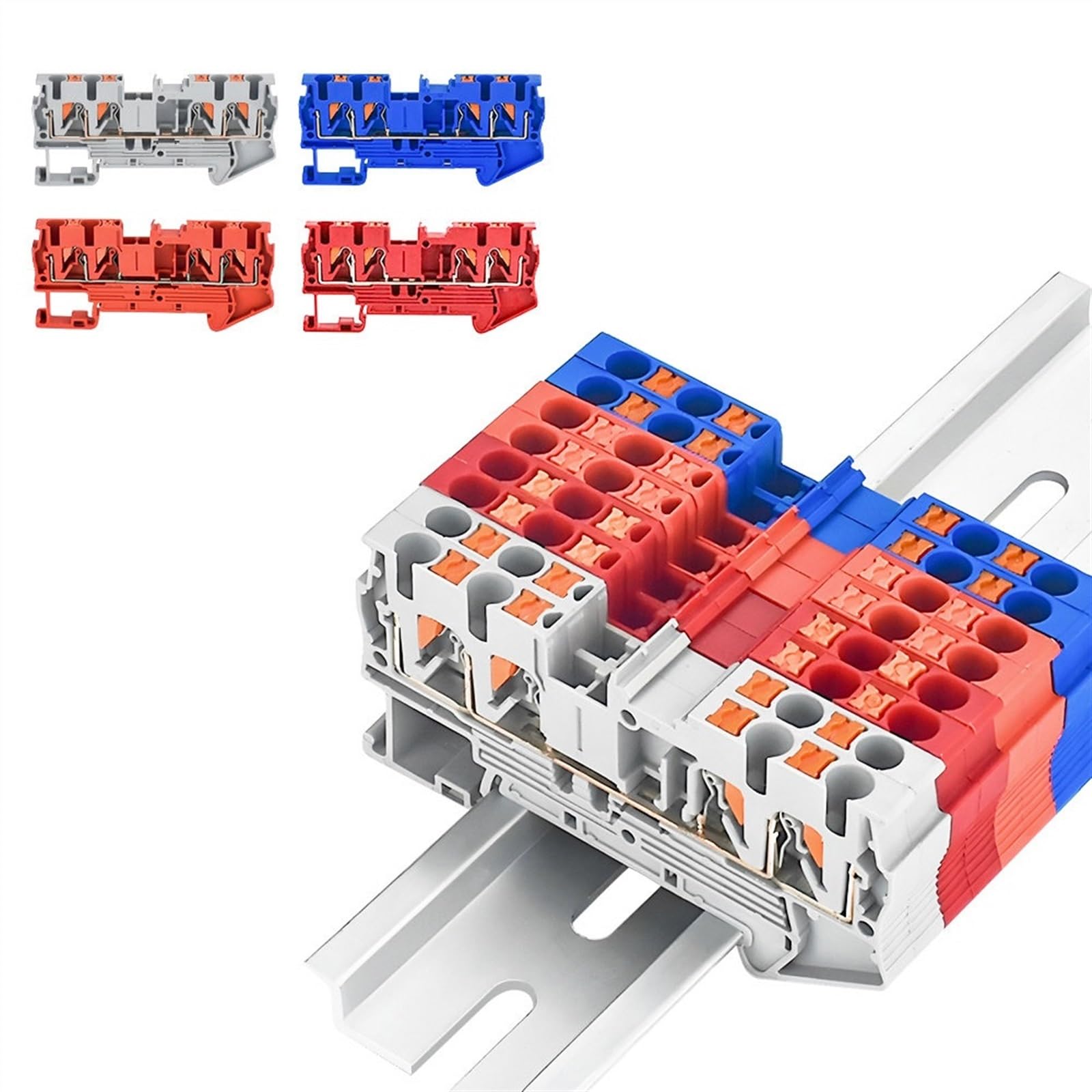 10 pièces bornier PT2.5-QUATTRO 4 conducteurs Din Rail fil électrique connexion à ressort conducteurs enfichables connecteur de fil(RED)