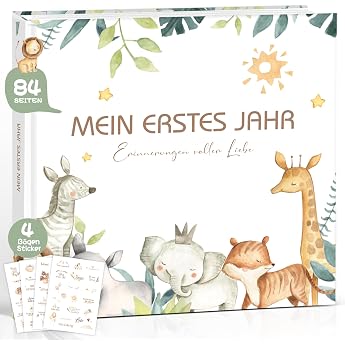 My First Year Baby Album High-Quality Baby Diary Baby Memory Book for the First Year of Life Photo Book Baby Gift Gifts for Birth Girl & Boy & Expectant Mothers Hardcover Forest Animals