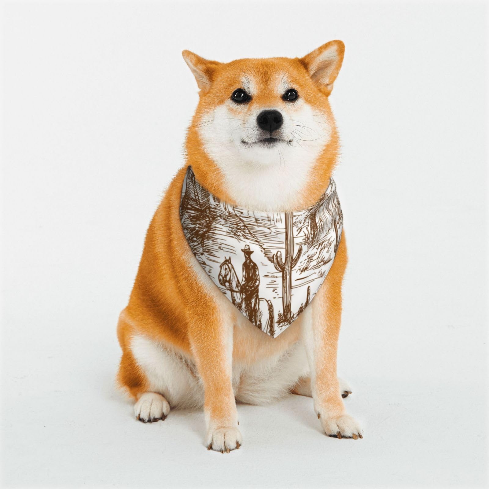 Western Desert Cowboys Dog Bandanas,Triangle Reversible Pet Scarf for Boy and Girl,Bandana for Small Medium Large and Extra Large Dogs Large
