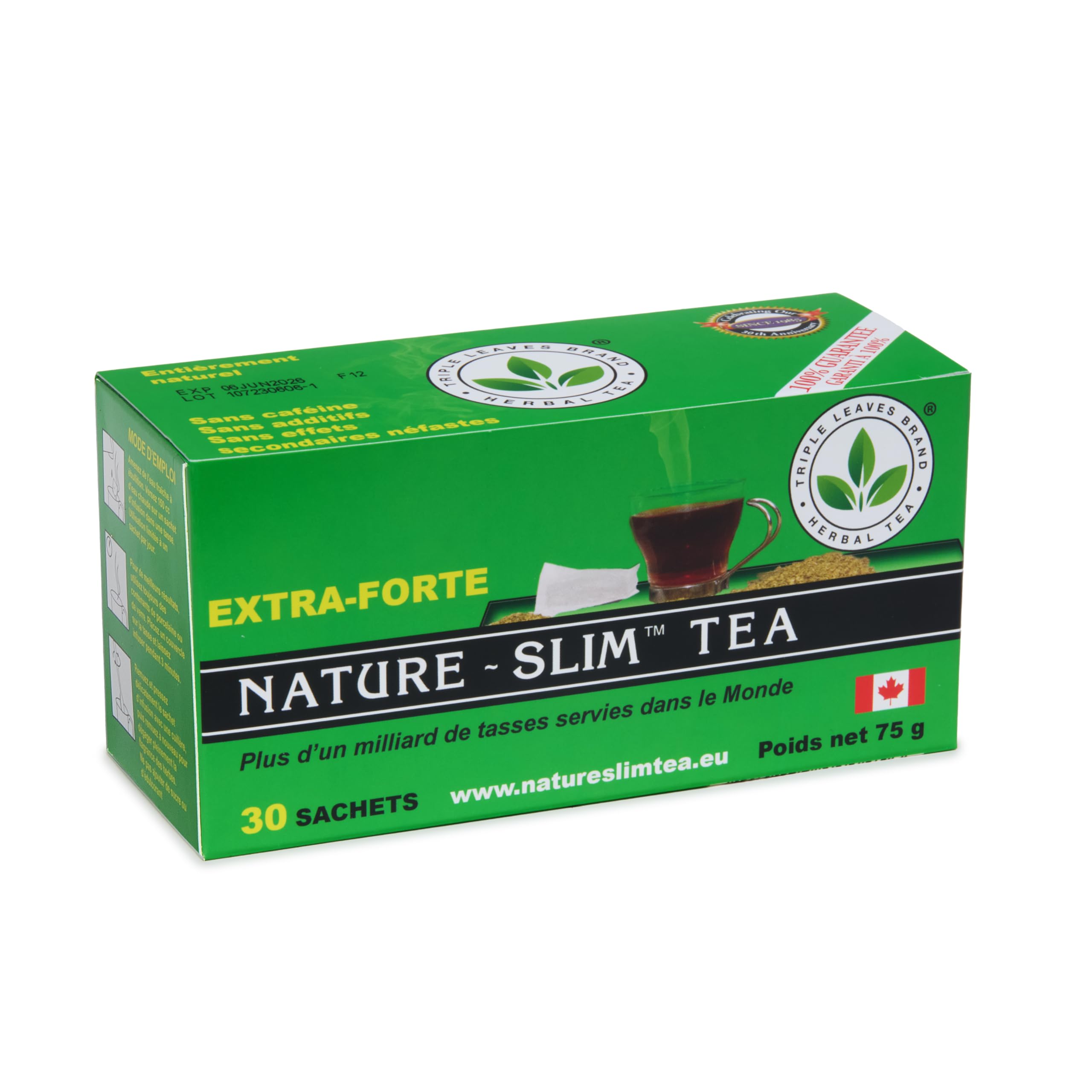 Nature Slim Tea Extra-Forte – Tisane Detox & Transit Intestinal 30 Infusettes – Feuille de Mauve & Feuille de Cassia – Laxatif Naturel Doux – Thé Minceur sans Crampes, Constipation, Perte de Poids