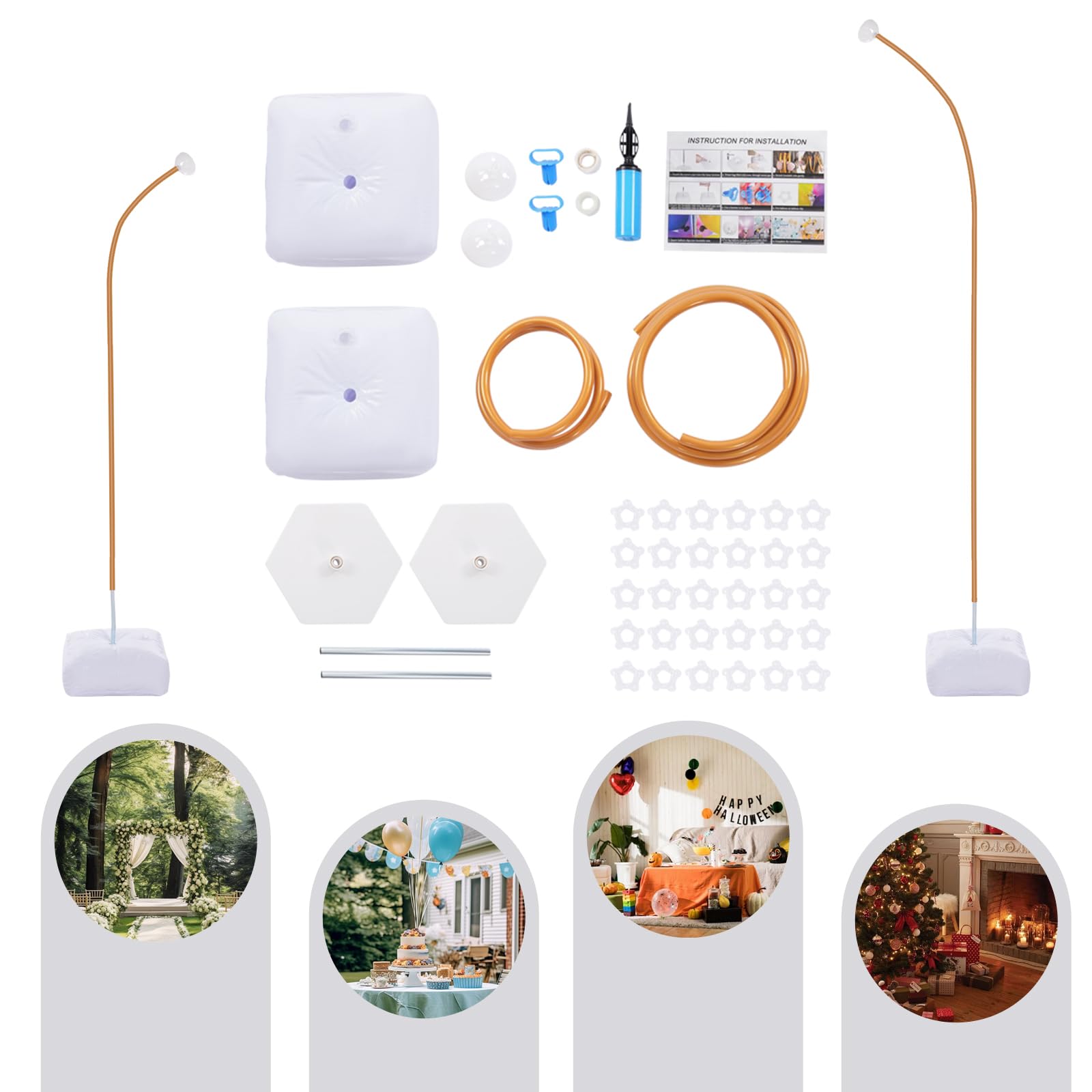 Set di supporto pieghevole per palloncini, 1,5 m, supporto per palloncini regolabile, per compleanno, laurea, anniversario, matrimonio