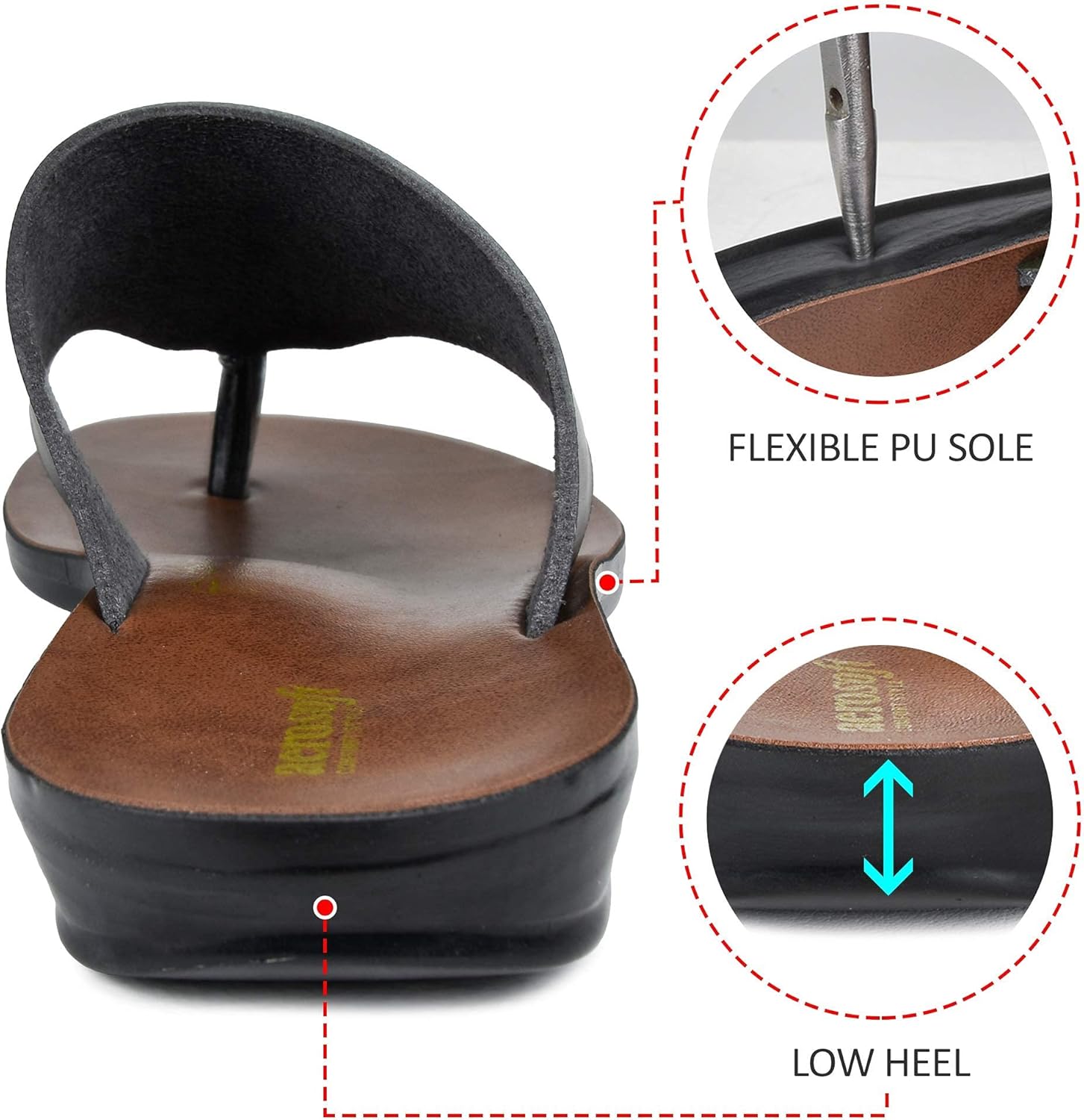 Aerosoft Flat Sandals For Women Walking Summer Vacation Essentials Ladies Flip Flops Comfortable Arch Support Orthotic Sandals For Women Casual Footwear (Lilac Black Size 9) - Image 4