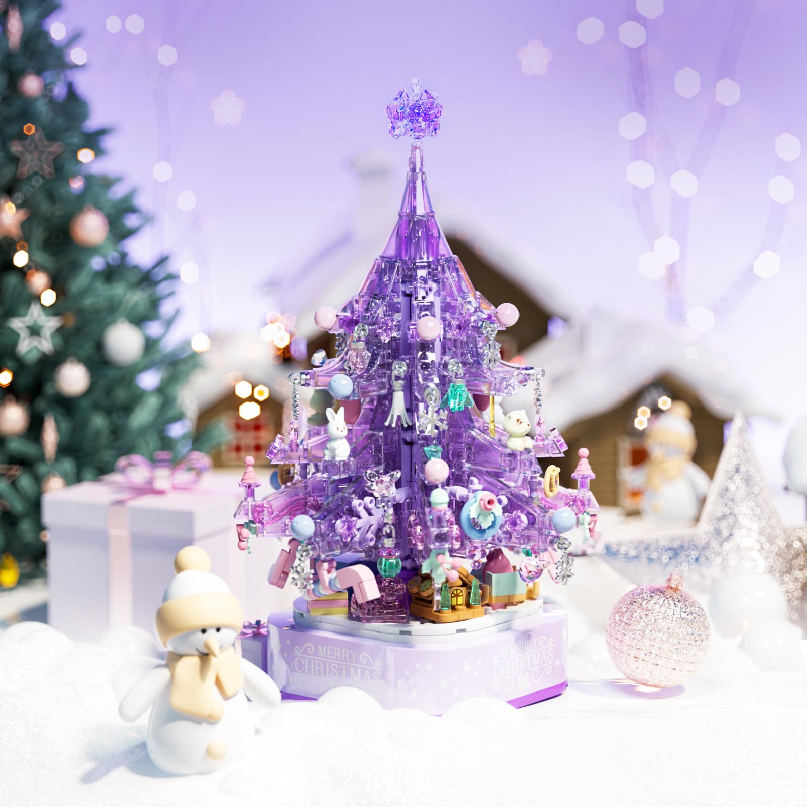 MEIEST Ensemble de Blocs de Construction pour Sapin de Noël, boîte à Musique, Vacances de Noël, Jouets de Construction, Cadeau, décoration de la Maison,14+