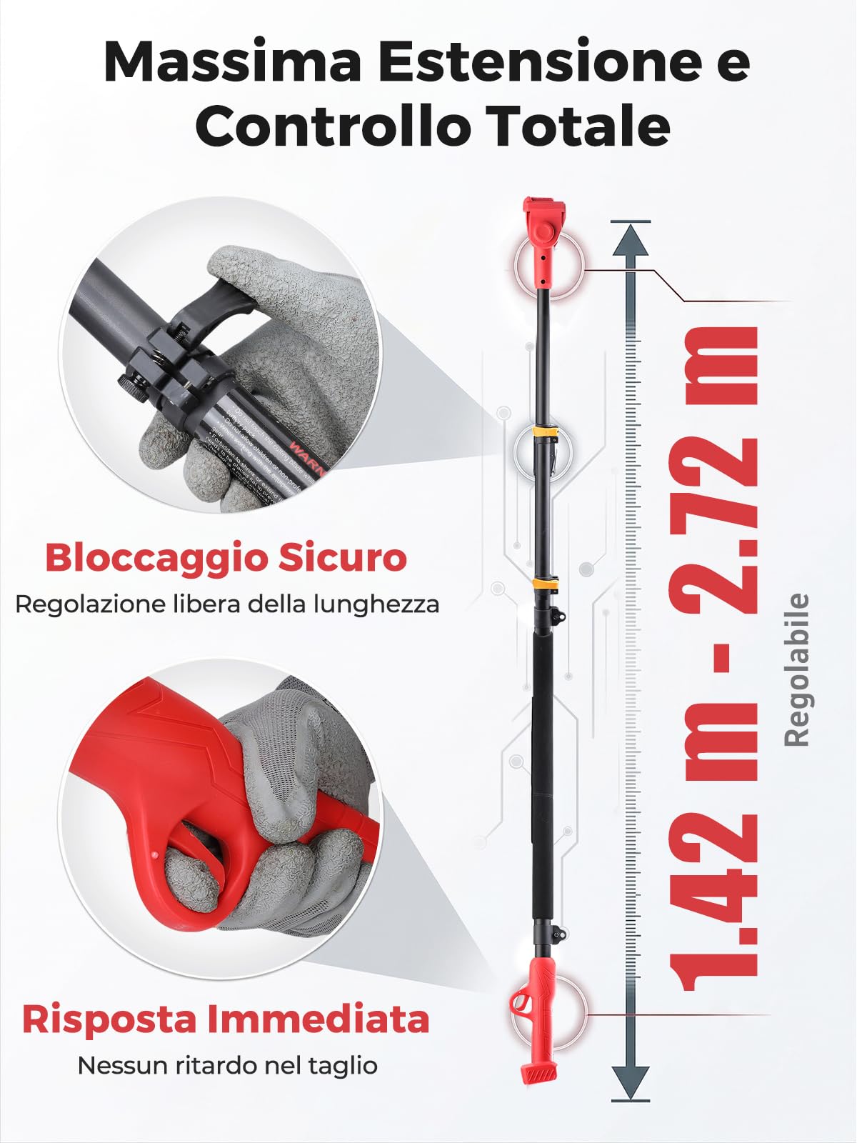 Laecabv Asta di prolunga per Laecabv LA30/LA33/LA37/LA38 Forbici Potatura Elettriche per Mini Motosega Elettrica 7-Inch (LA-E01R)