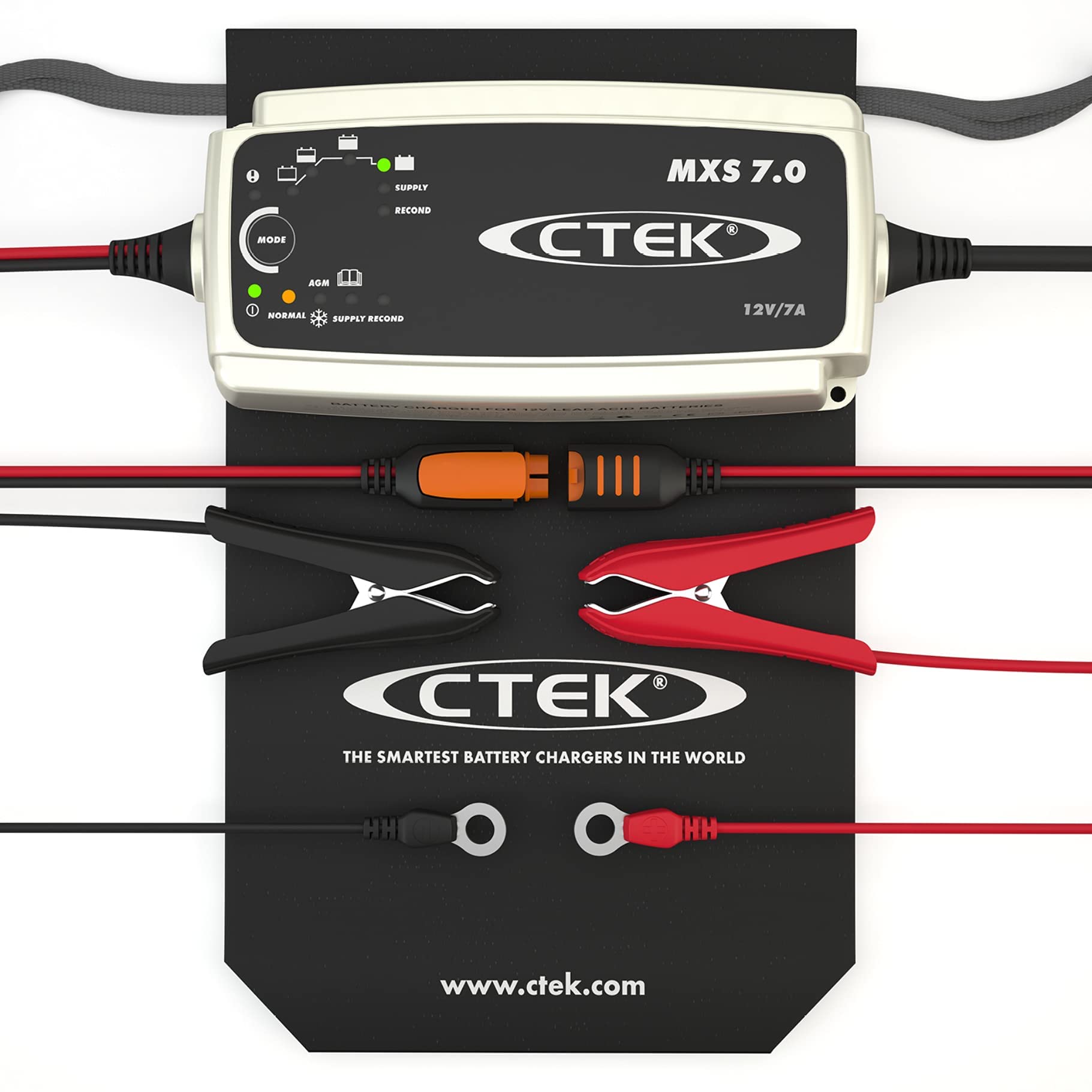 CTEK MXS 7.0 Caricabatterie 12V 7A per Batterie di Veicoli più Grandi, Caricabatterie Auto, Roulotte, Barca E Caravan, Desolfatore con Funzione di Alimentazione E Opzione AGM Dedicata