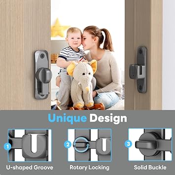 Barn Door Lock, 90/180 Degree Flip Door Locks, Protect Privacy Sliding Gate Latch for Garden, Bathroom, Fence, Outdoor, Shed (Grey-2 pcs)