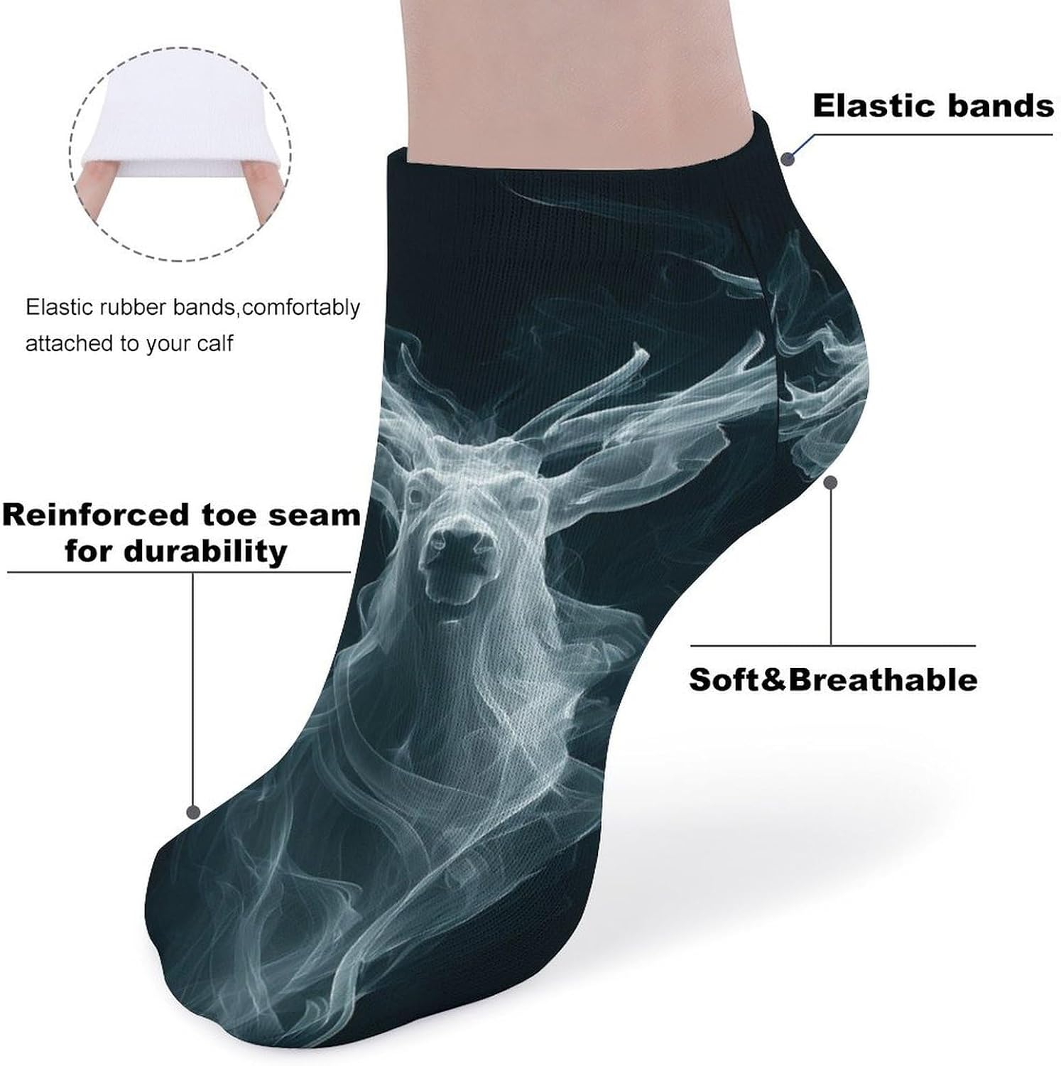 Smoke-Deer Socks for Men Women 5 Pairs Ankle Socks