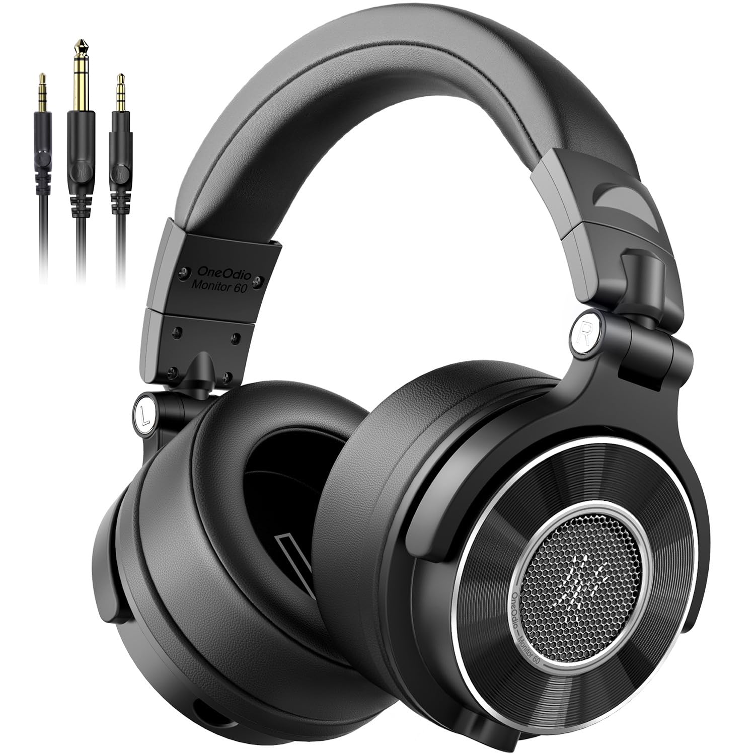 OneOdio Monitor 60 Casque Audio Flaire Professionnel DJ Studio, Hi-Res Audio Casque avec Axe pivotant à 180° et Oreillettes, 3 Prise Jacks avec Micro, Idéal pour Enregistrement, Mixing, Créateurs