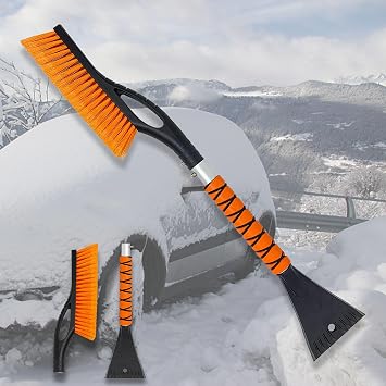 27 Snow Brush and Ice Scrapers for Car Windshield, 2-in-1 Car Accessories Detachable Snow Ice Scraper and Brush with Foam Grip for Cars, Trucks, SUVs