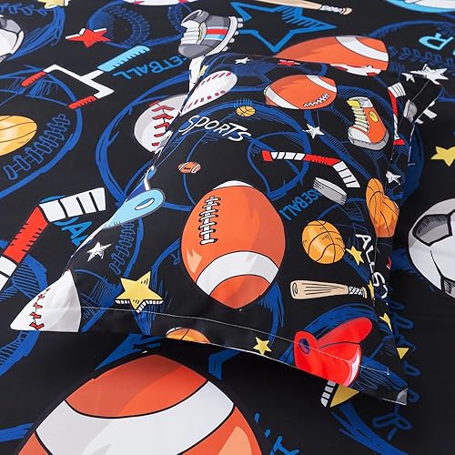 Miniatura 4 de ADASMILE A & S Sábanas deportivas de tamaño individual para niños, 3D, para fútbol, baloncesto, béisbol, fútbol