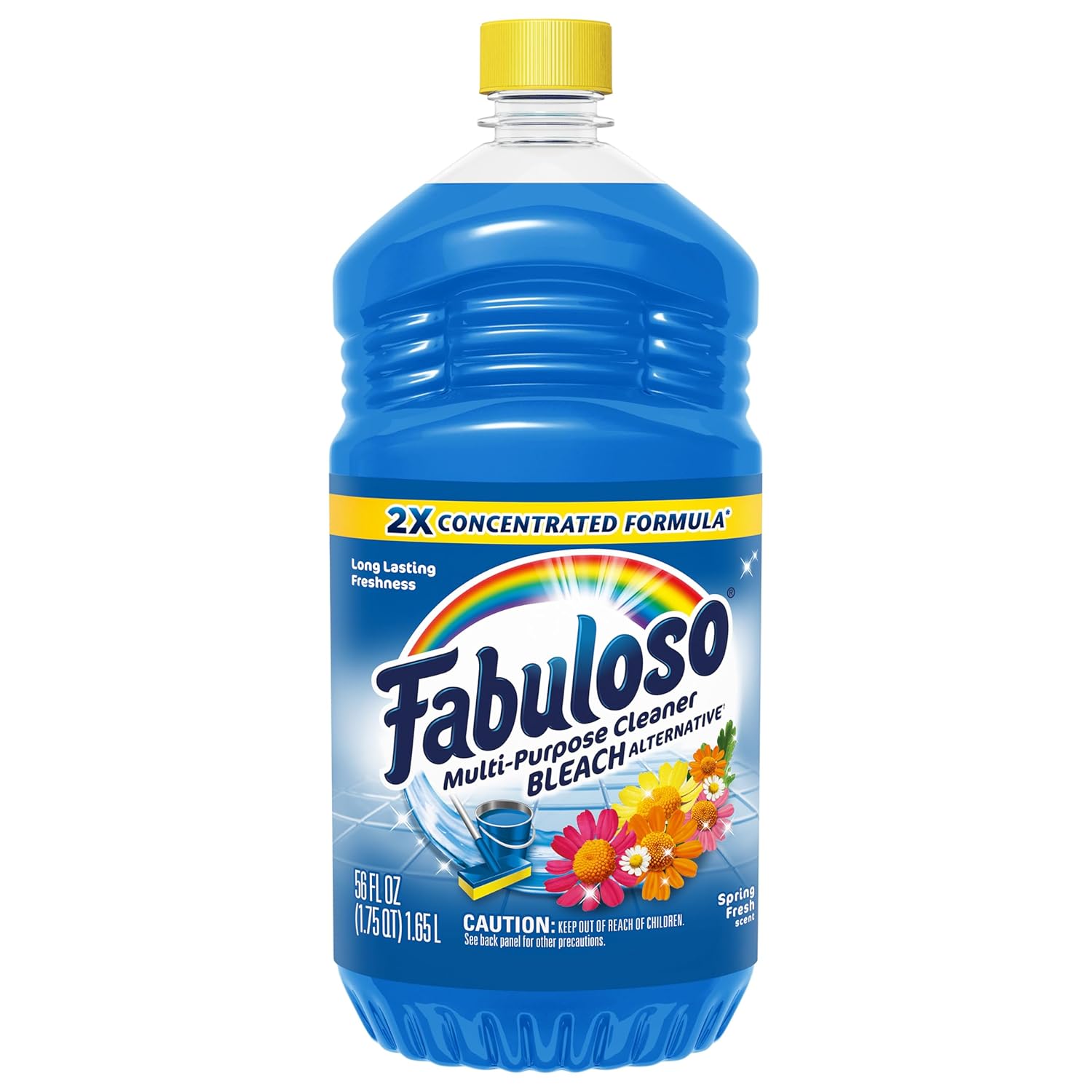 Fabuloso 2X Multi-Purpose Cleaner Bleach Alternative, No Rinse Floor Cleaner, Long-Lasting Freshness, Spring Fresh Scent, 56 fl oz