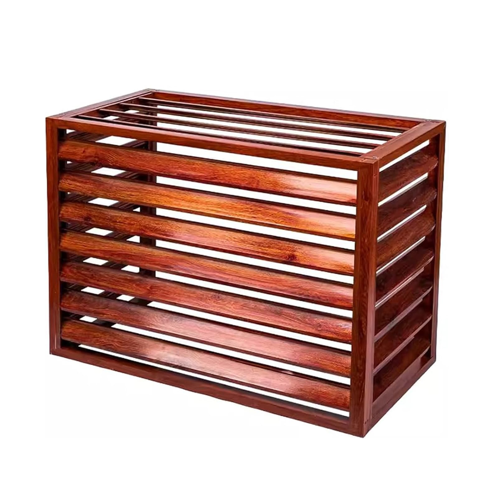 Dnowegas heat pump cover air source heat pump cover ondenser cover aluminum air conditioner fence freestanding louvered space divider Wood Grain Louver Top L120*W70*H150(5P)