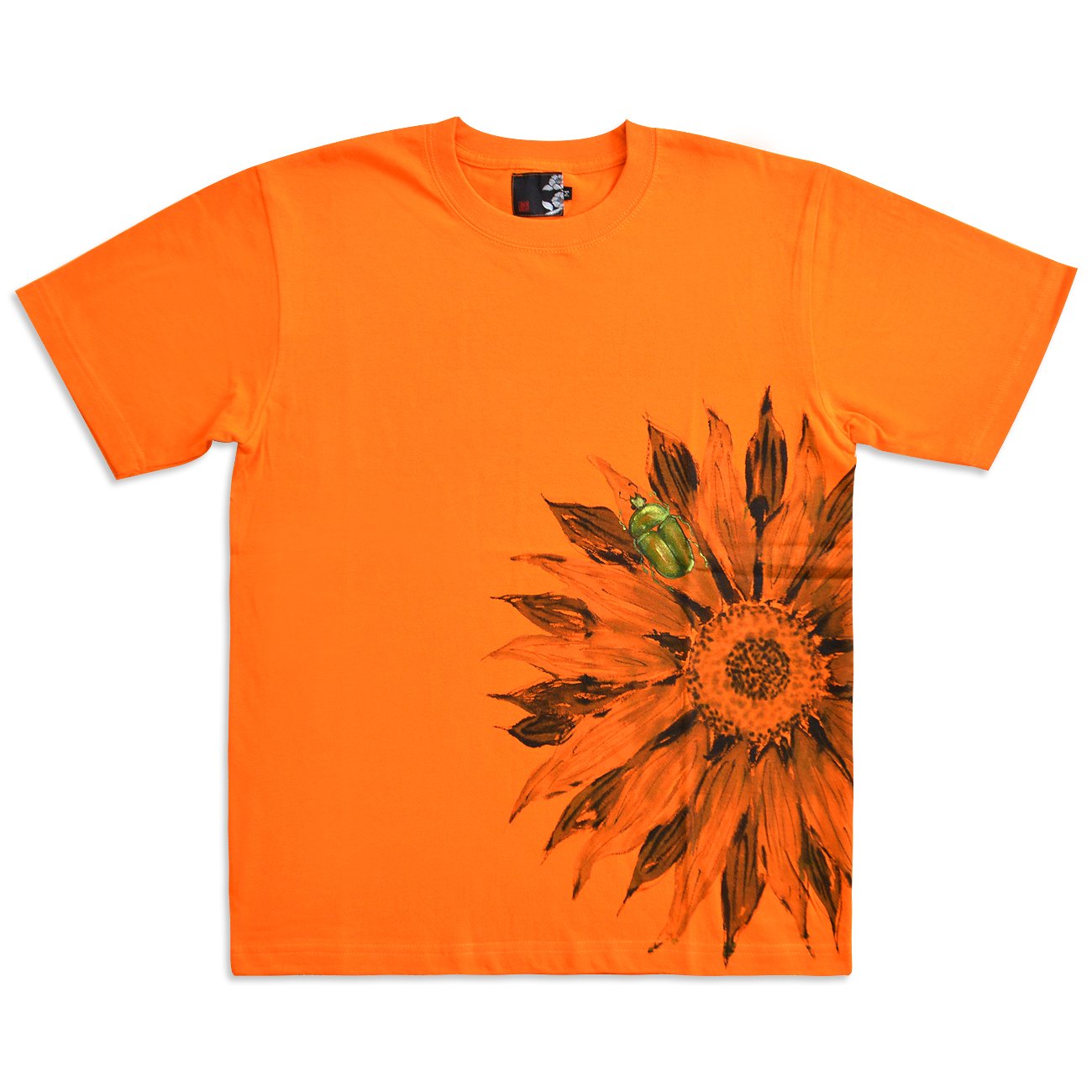 Amazon | (アオ)碧 手描き半袖Tシャツ 墨向日葵とカナブン 和柄