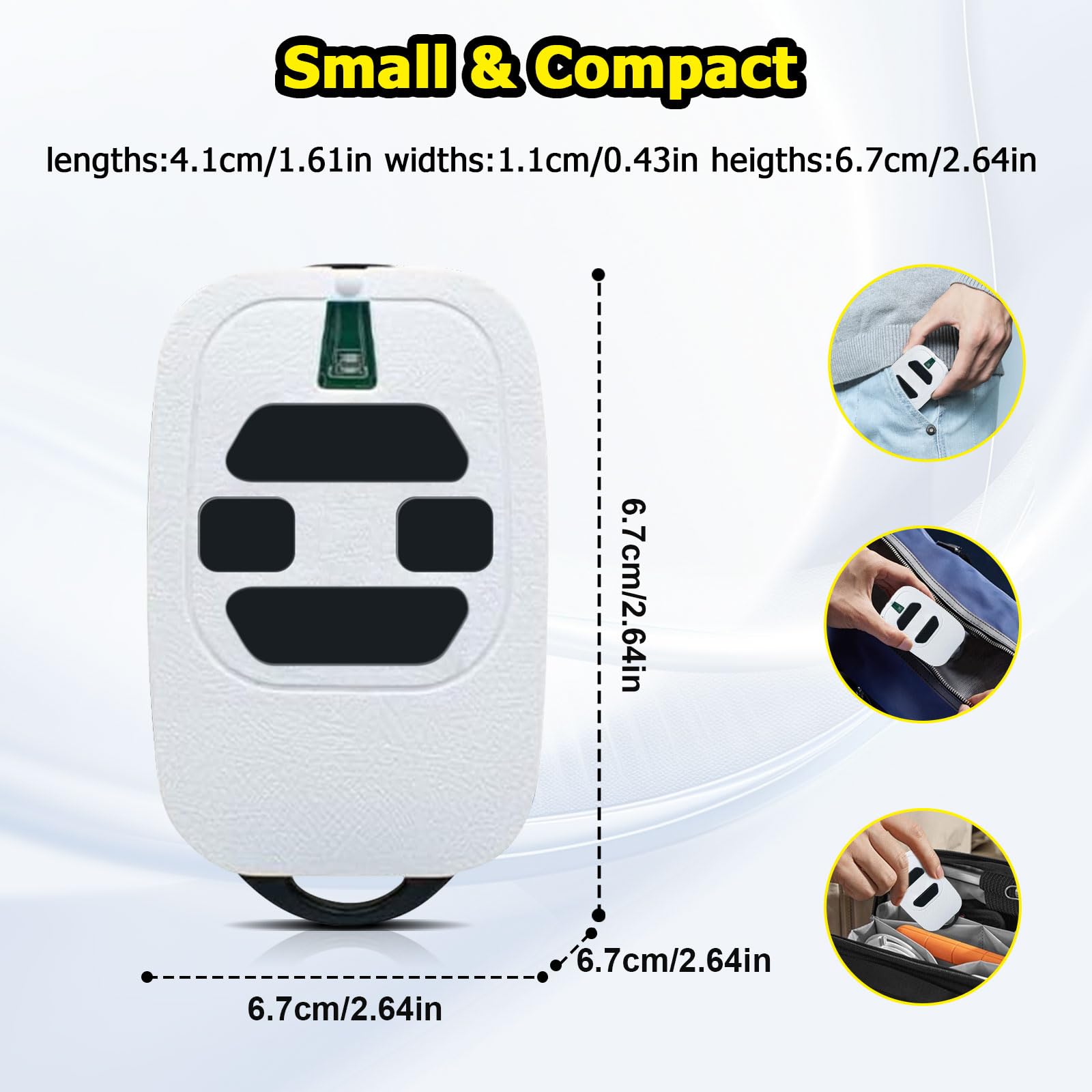 433.92mhz Garage Door Opener Remote Control Key Fob for Garage Door Gate DEA GTI4 (2), white - Image 3