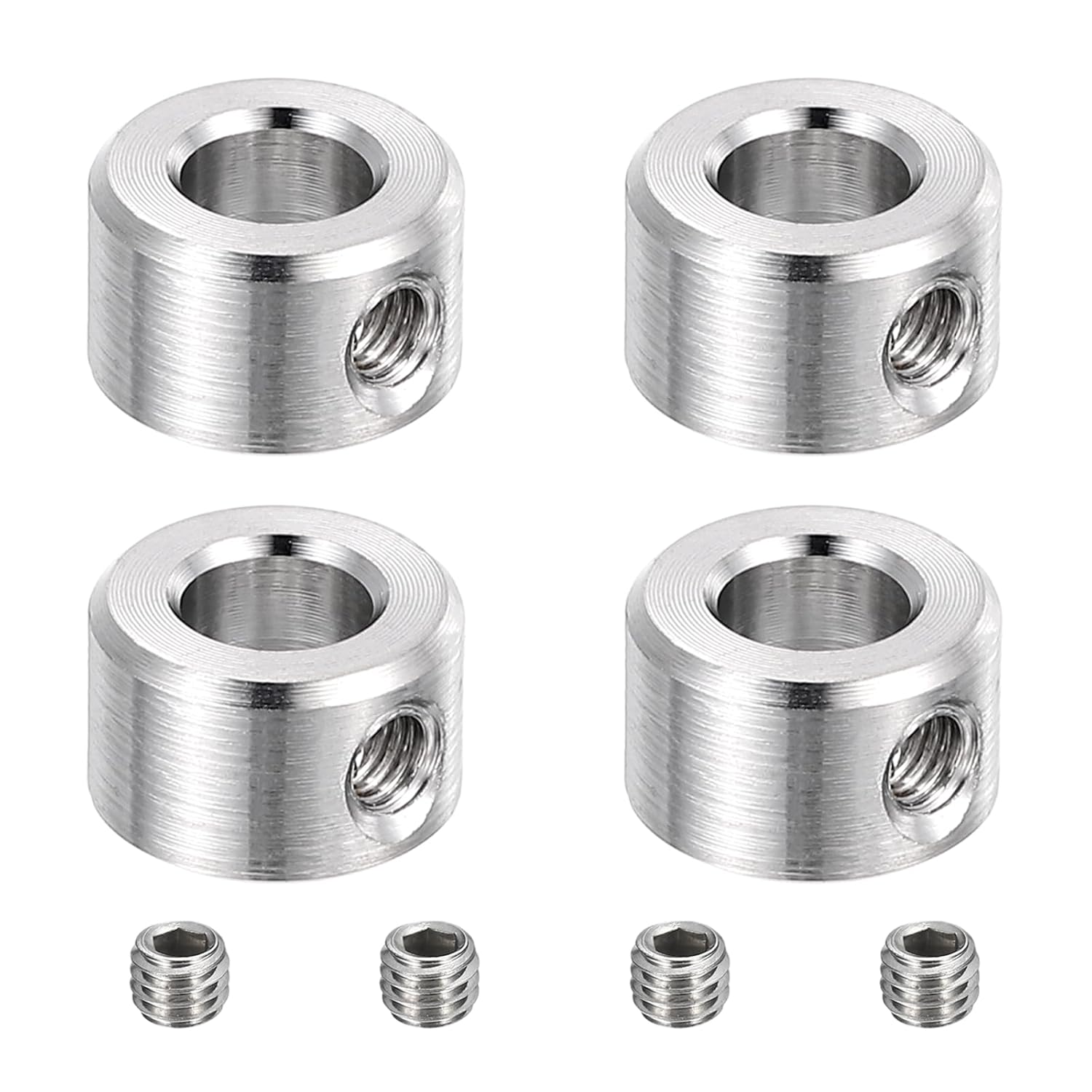 MECCANIXITY 4pcs Stainless Steel Shaft Collar, 5mm(3/16") ID 10mm(3/8") OD 6mm(1/4") Thickness Single Hole Bore Shaft Locking Collars for Gearbox Assemblies, Machine Tools