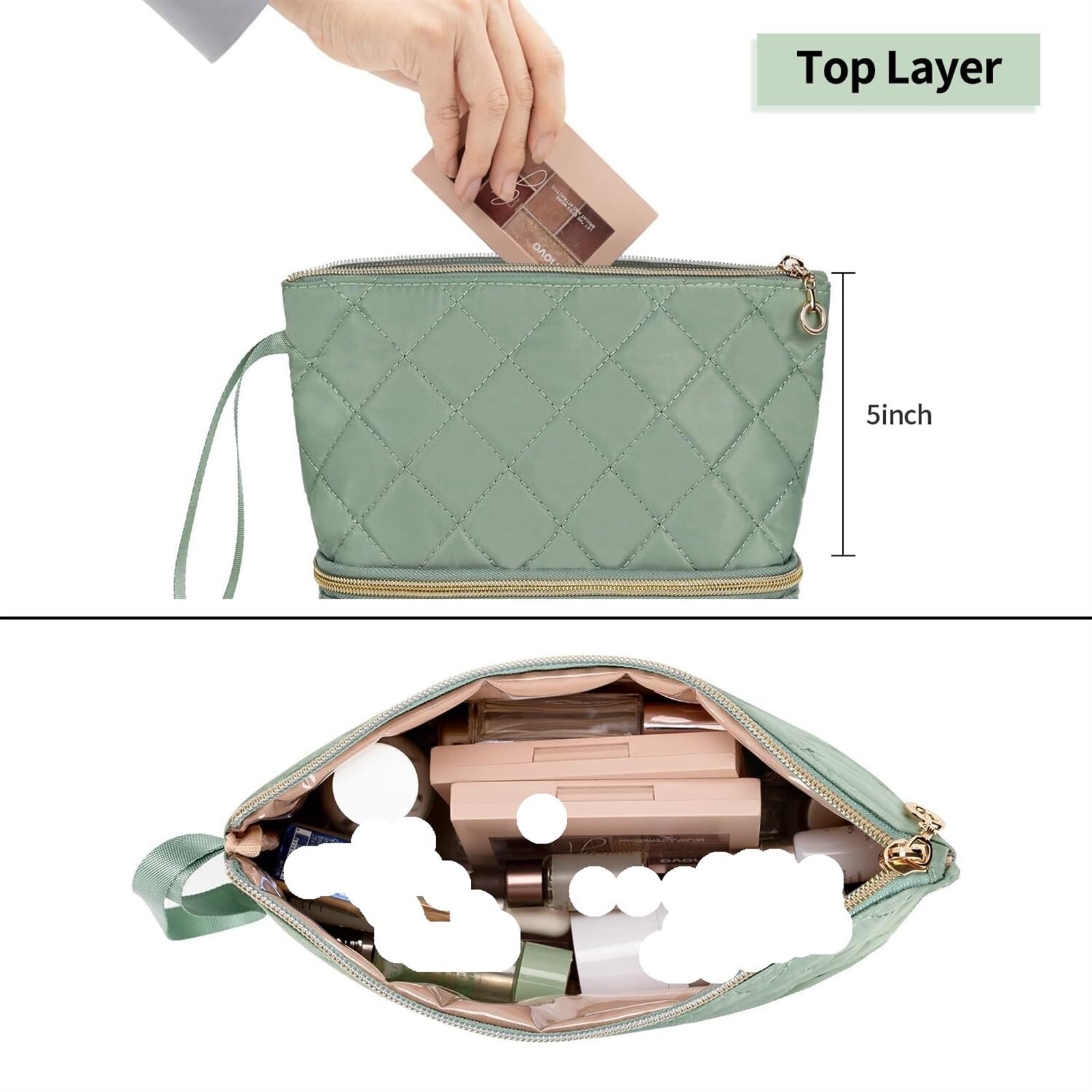 Kulturtasche Schminktasche Reise-Kosmetiktasche, transparente Kosmetiktasche, Kosmetik-Aufbewahrungstasche, Kulturbeutel Waschtasche Kosmetiktasche(Grün)