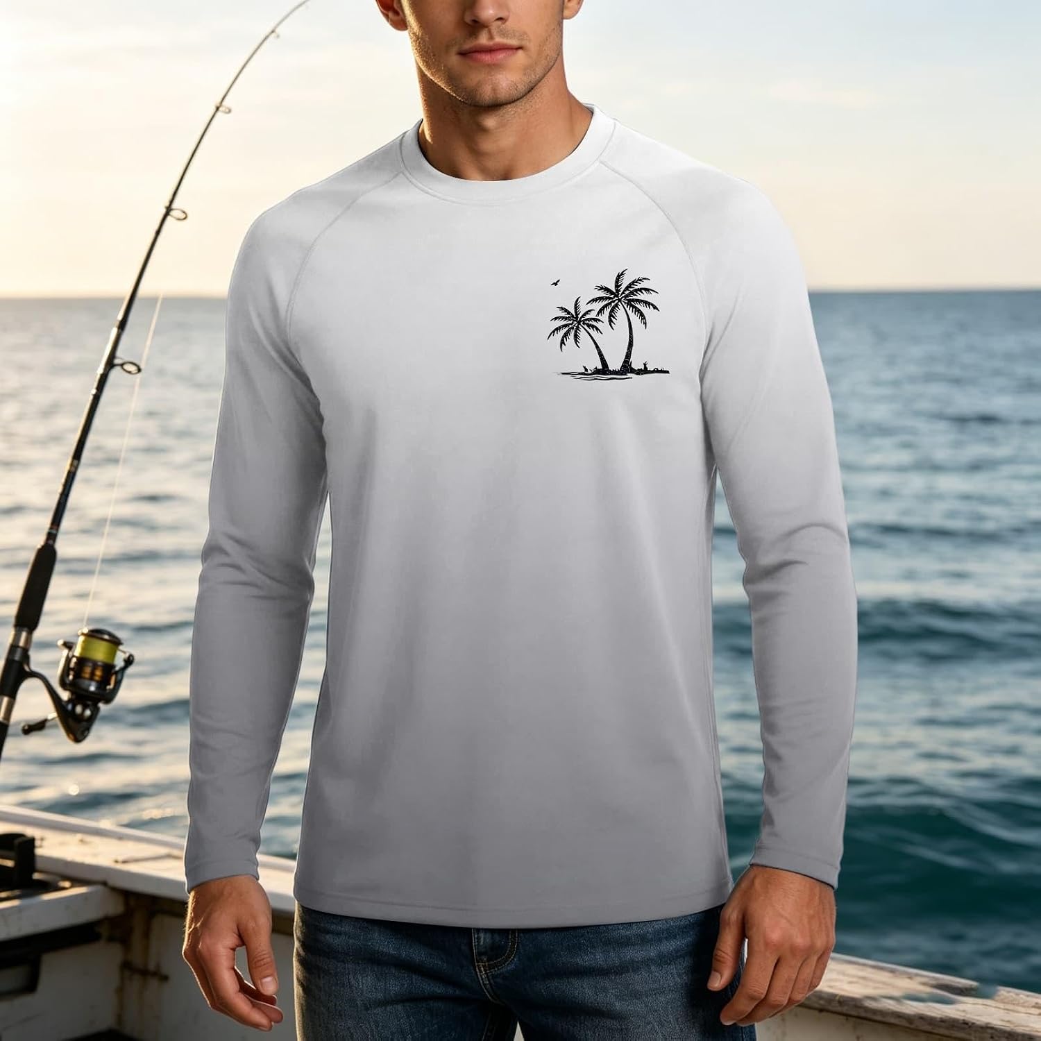 Mens Hawaiian Sun Shirts Summer Athletic Quick Dry Tee Cooling Gradient Breathable Top Surf Clothing for Fishing