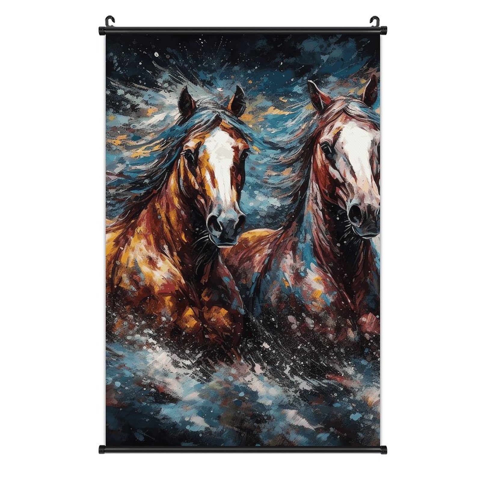 Decoración artística de pared con impresión texturizada de caballos en carrera 8
