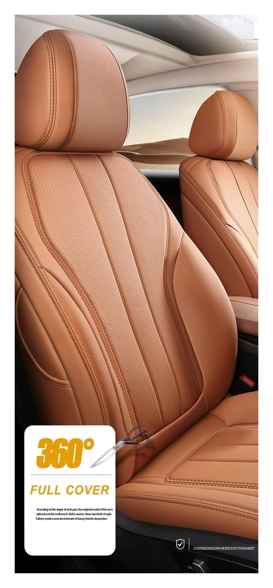Für A4 2006-2013 2017 Autositz Set Sitzkissenbezug Schutz Maßgeschneidertes Leder Autositzbezüge Zubehör Autositzbezüge(Coffee Color)