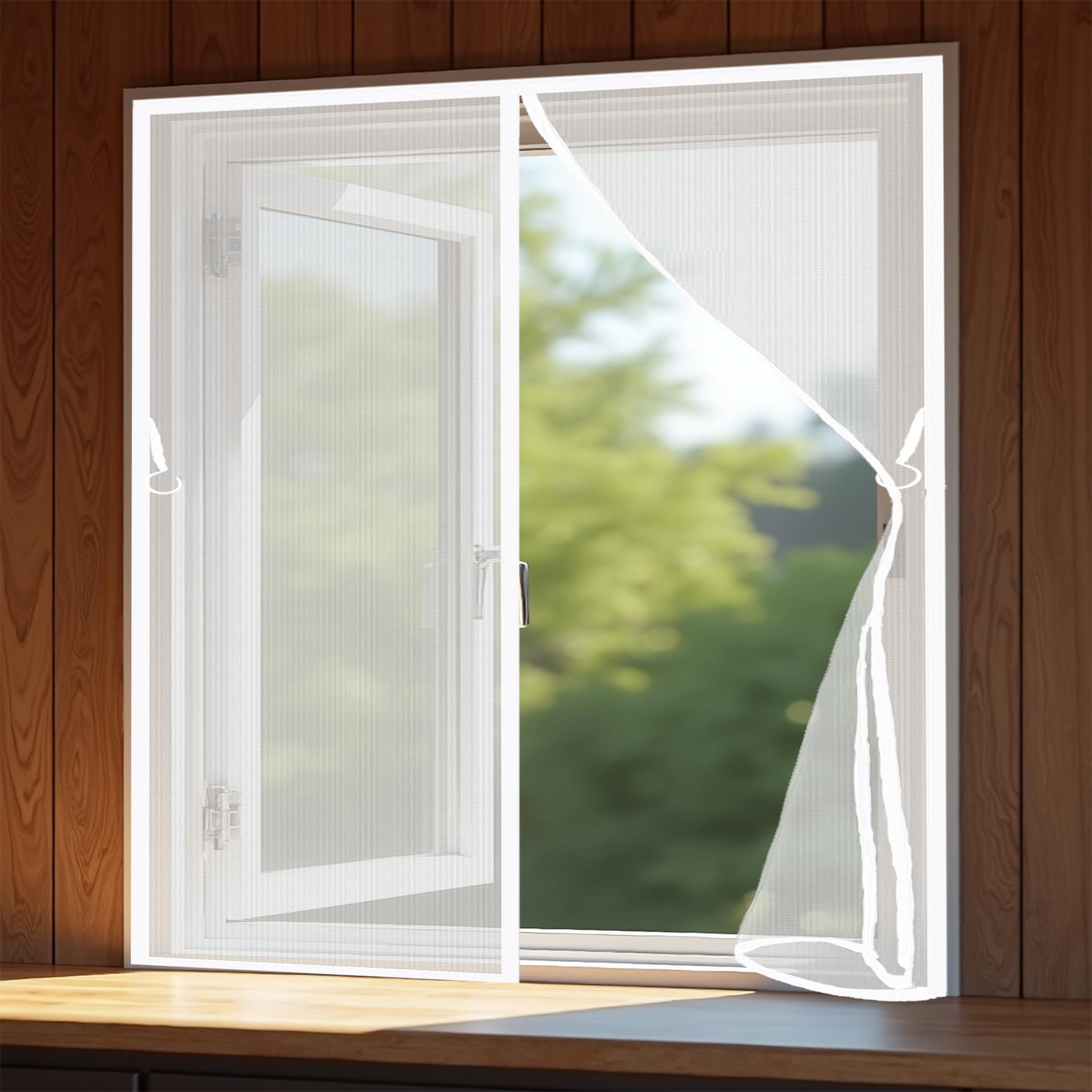 Moustiquaire porte fenêtre 140x194 cm blanc avec maille fine résistant