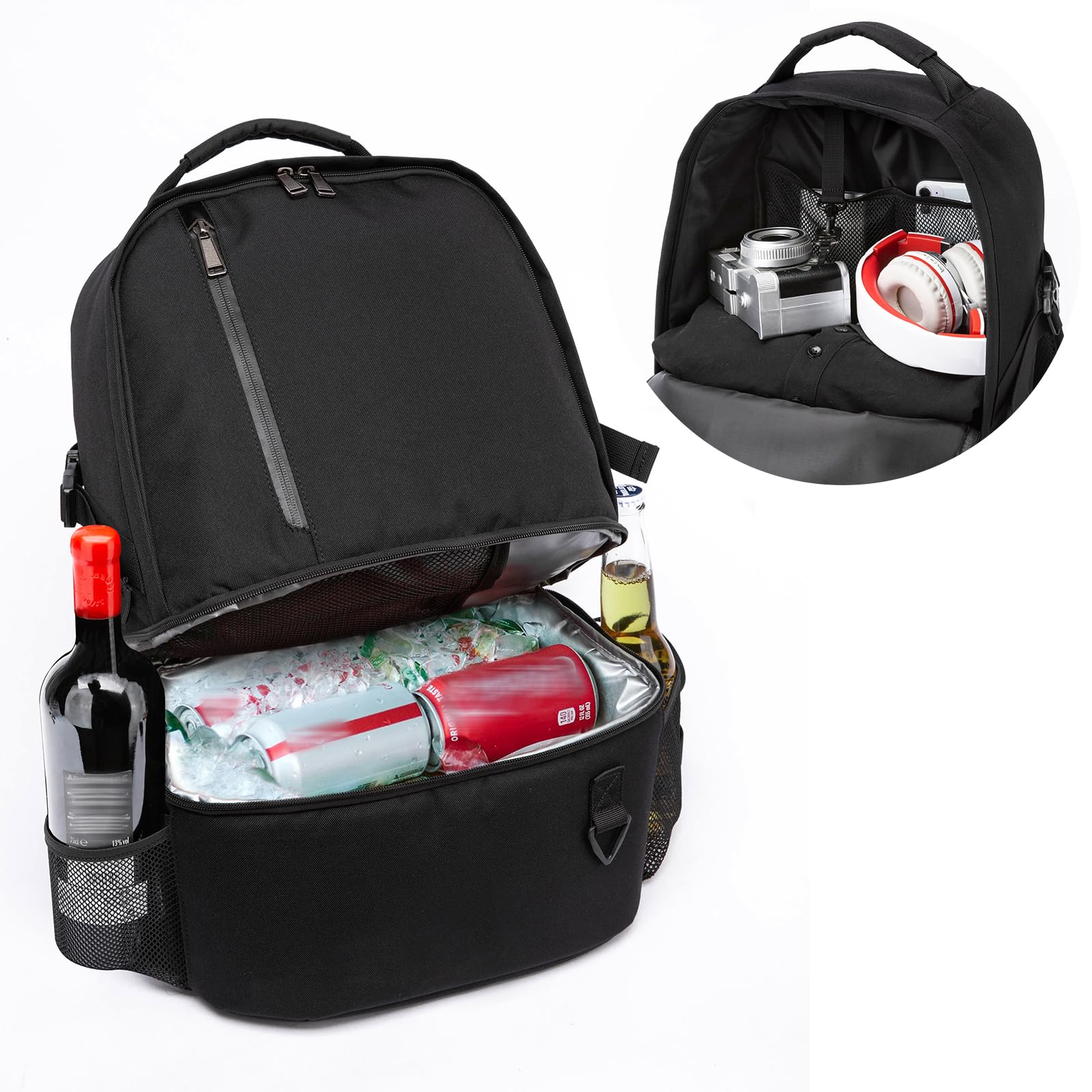 TUGUAN Zaino Termico Frigo 28 Litri Borsa Termica Porta Pranzo doppio ripiano con scomparto refrigerato inferiore Isoterma per Campeggio, Spiaggia, Picnic