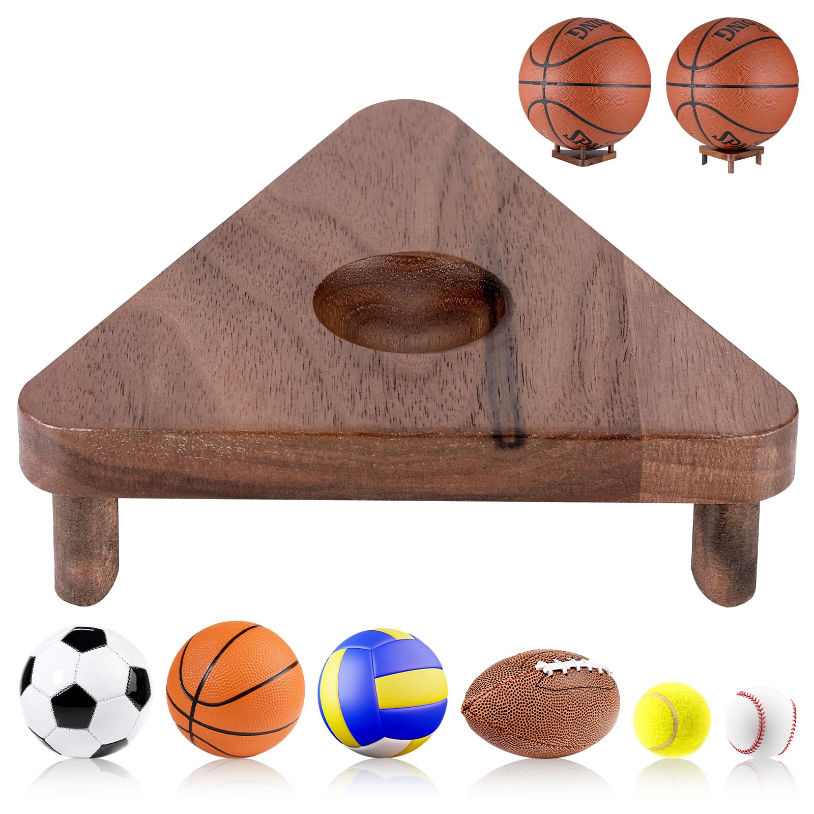 Fentar Support Ballon Foot, Basket et Rugby en Bois - Porte Ballon Stables - Socle Polyvalent - Rangement pour Football, Basketball, Rugby, Volleyball