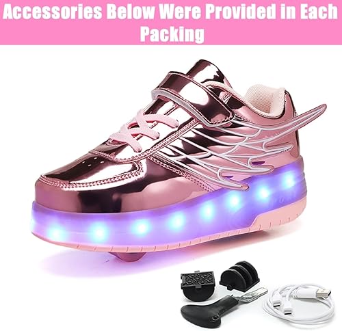 Miniatura 5 de LED Roller Skate Shoes for Kids Boys Girls Light Up Roller Sneakers with Detachable Wheels Rechargeable Flashing Wheeled Shoes