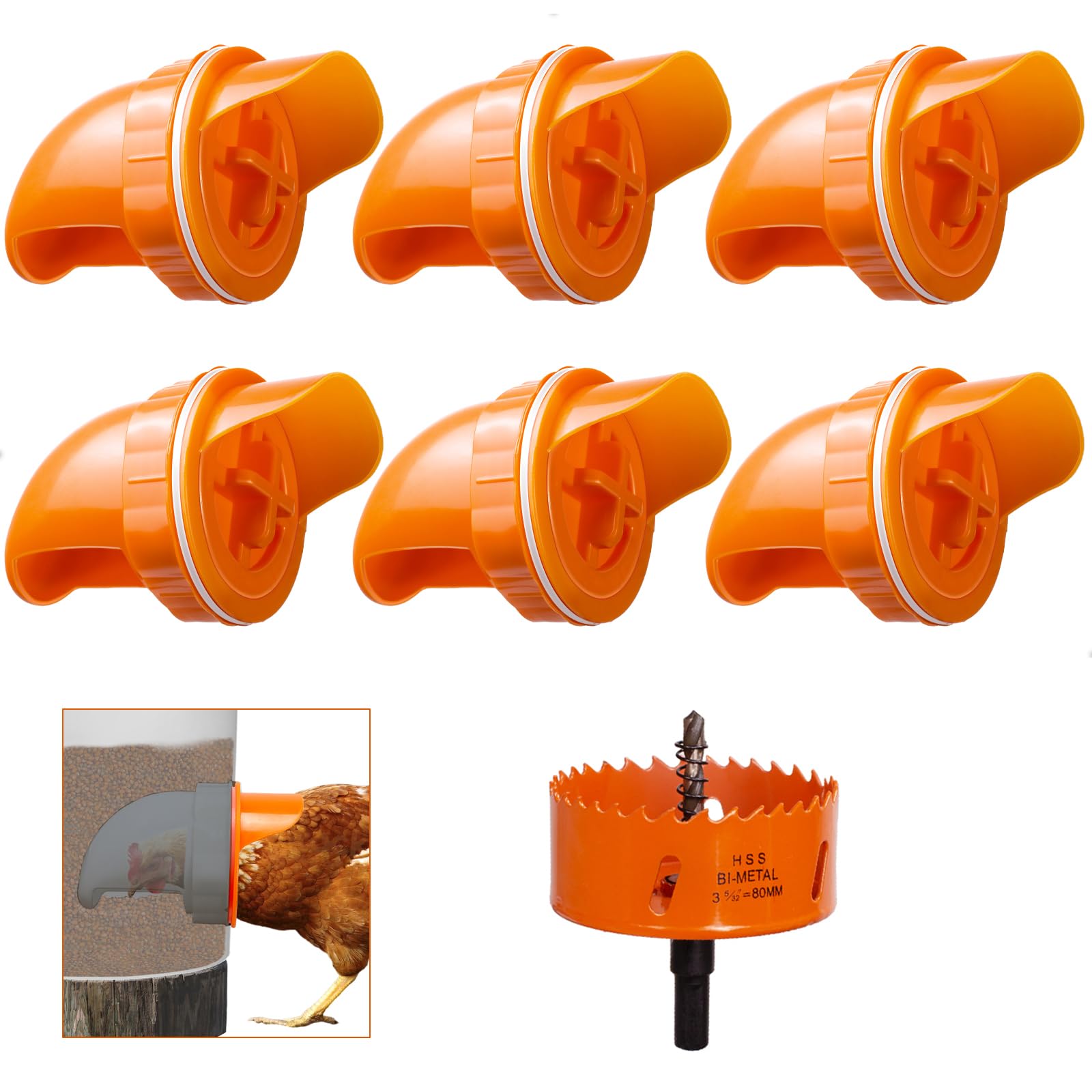 DIY Automatic Chicken Feeders and Waterer Set No Waste?Rain Proof Poultry Feeder Kit for Buckets,Barrels,Bins,Troughs