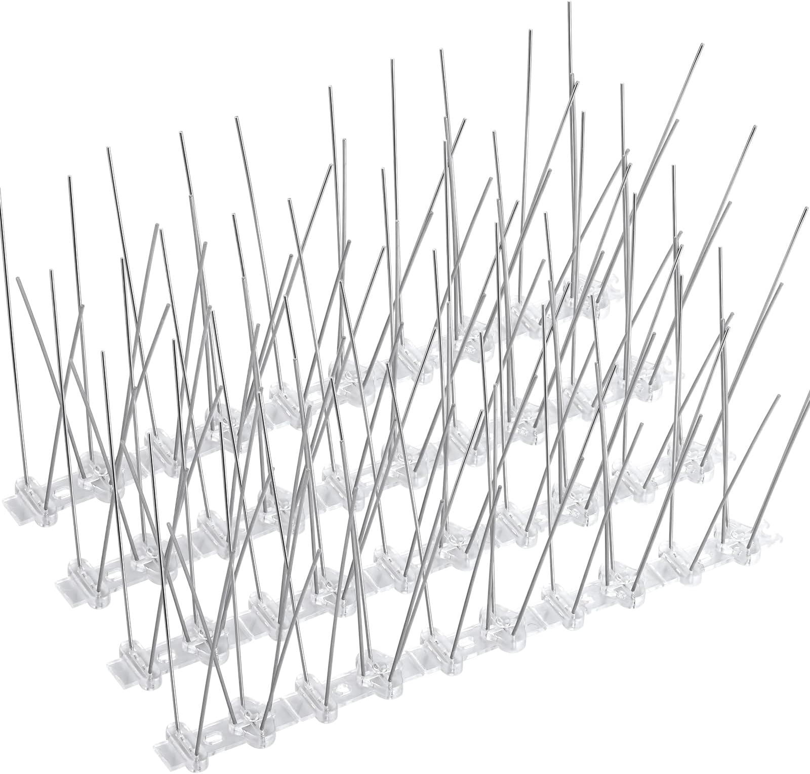 Boenoea Bird Spikes, Bird Devices Outdoor of Stainless Steel for Fence Windowsill Roof, Bird Deterrent Spikes with Plastic Base for Small Bird and Squirrels (3.3FT)