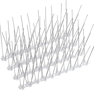 Boenoea Bird Spikes, Bird Devices Outdoor of Stainless Steel for Fence Windowsill Roof, Bird Deterrent Spikes with Plastic Base for Small Bird and Squirrels 3.3FT