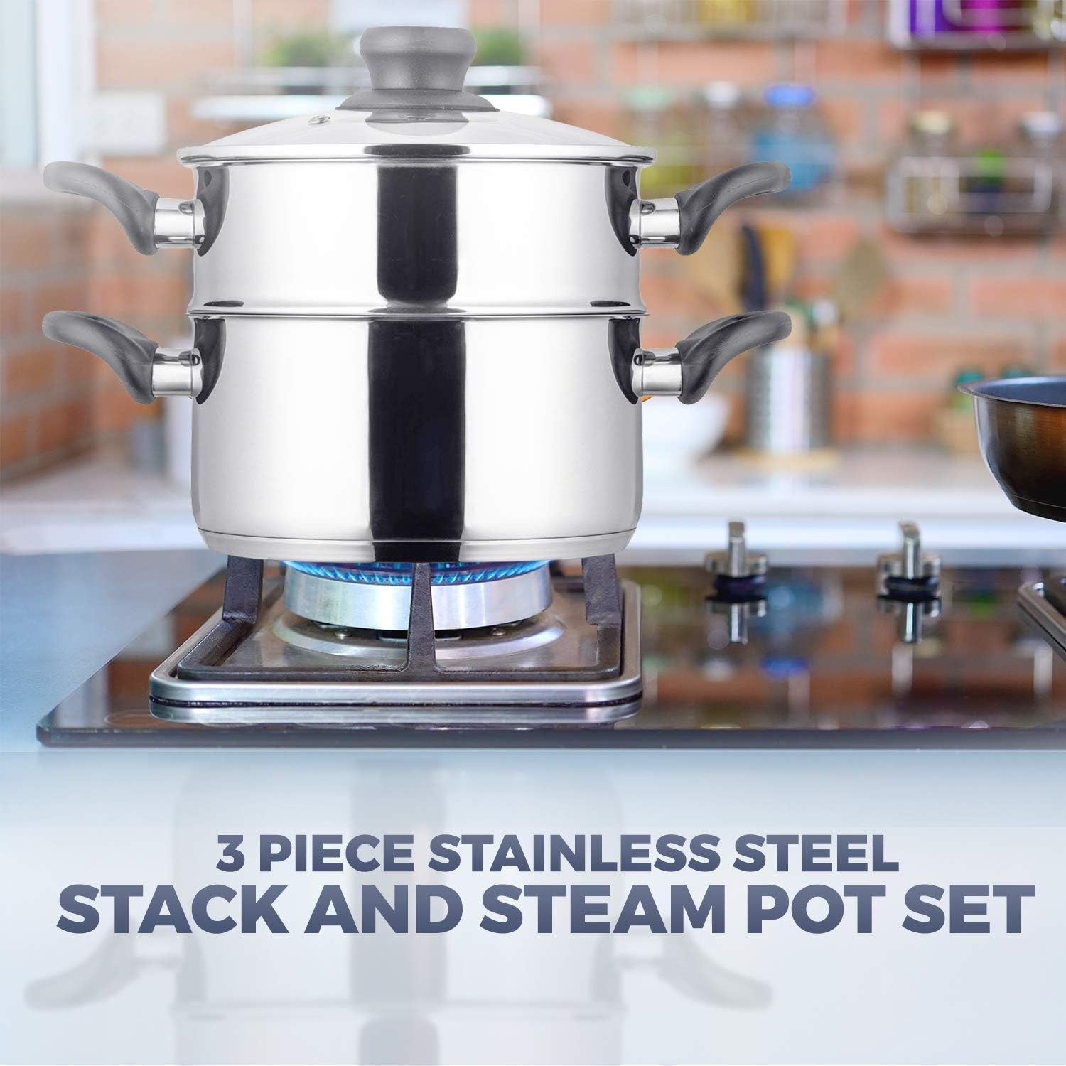 Chef's Star Stainless Steel Cookware, 2 Quart Steamer Basket Set