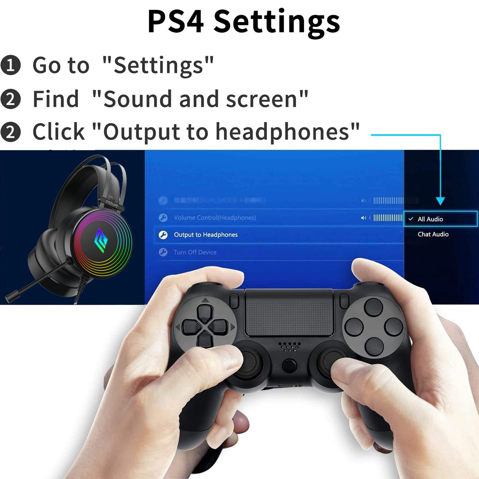 Noua Crux Rainbow Casque de Jeu Over-Ear 50 mm avec Microphone Flexible Casque de Jeu avec 3,5 mm Jack et contrôle du Volume Casque pour PS4, PS5, Xbox One, Switch, PC, Mac, Ordinateur Portable,