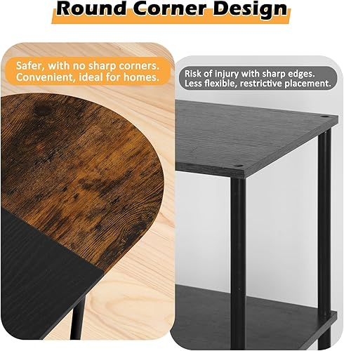 Miniatura 7 de ETELI Mesas de centro redondas pequeñas para espacios pequeños, mesa de centro ovalada de granja con estante de almacenamiento de 2 niveles, mesa de