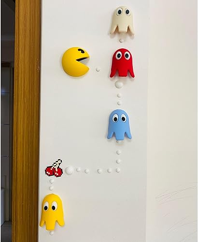 Miniatura 3 de Retro Arcade Inspired Wall Decor Set - Juego de personajes de juego impresos en 3D y cereza de 3 pulgadas, decoración de pared retro arcade de 3