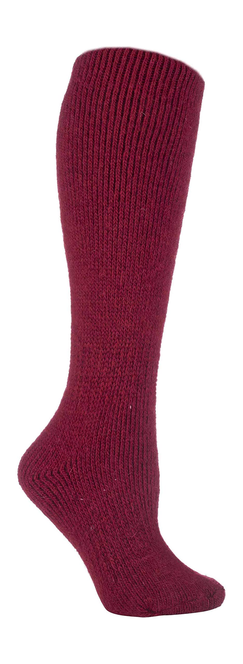 HEAT HOLDERS - Ladies Extra Long Thick Winter 2.7 TOG Coloured Knee High Thermal Wool Rich Socks (4-8 uk, Cherry (XL.Wool))