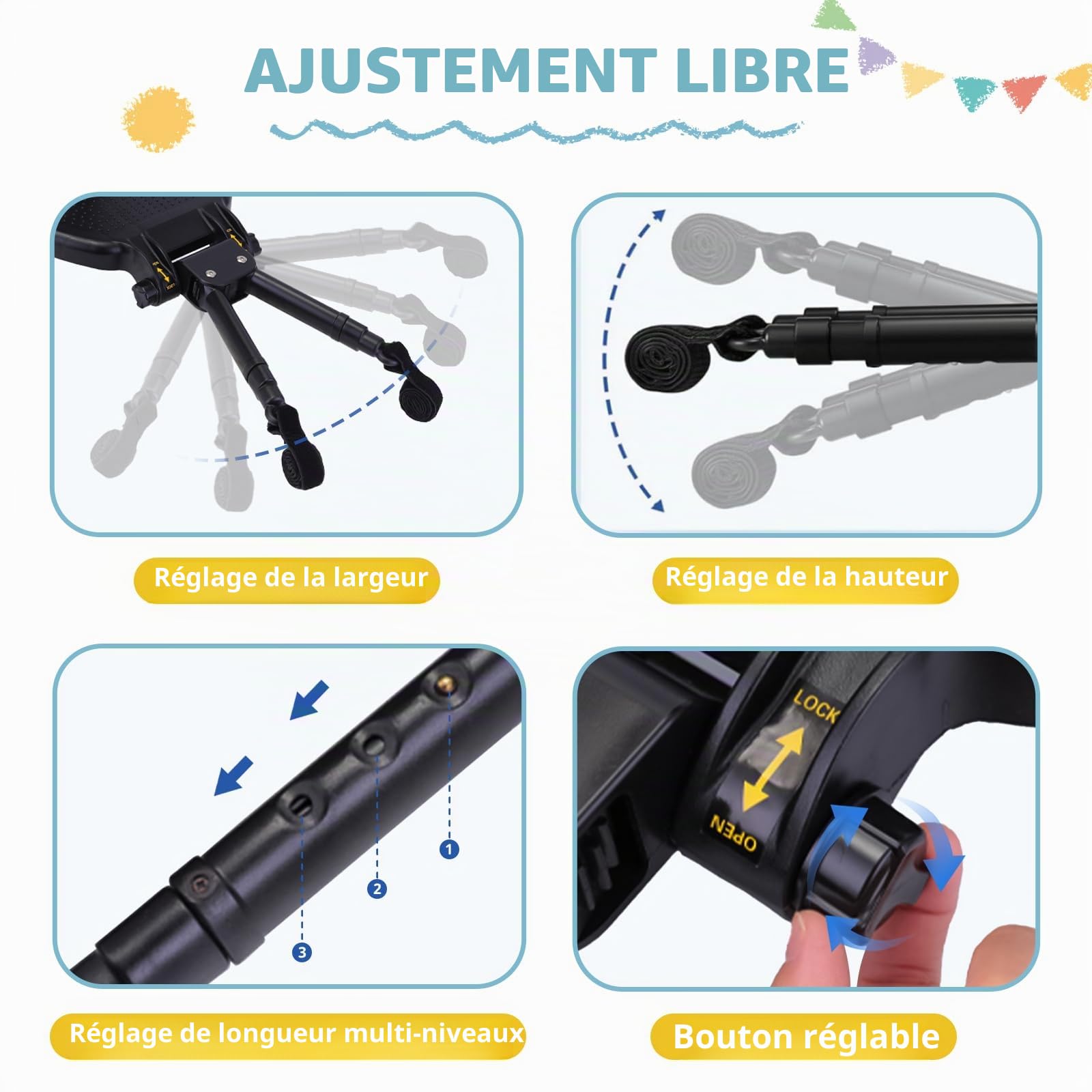Vihir Planche Poussette Universelle, Planches à roulettes pour bébé, Marche Pied Poussette Avec Sièges Plus Larges et Hauts, Avec de Deux Tapis Antidérapants, pour Enfants de 2 à 6 Ans (25KG)