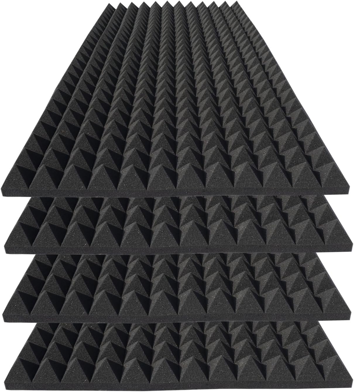 Paquete de 4 paneles de espuma acústica piramidal, 48 x 24 x 2, paneles absorbentes de sonido, espuma de estudio de alta densidad con cancelación de ruido para el hogar, oficina, sala de grabación
