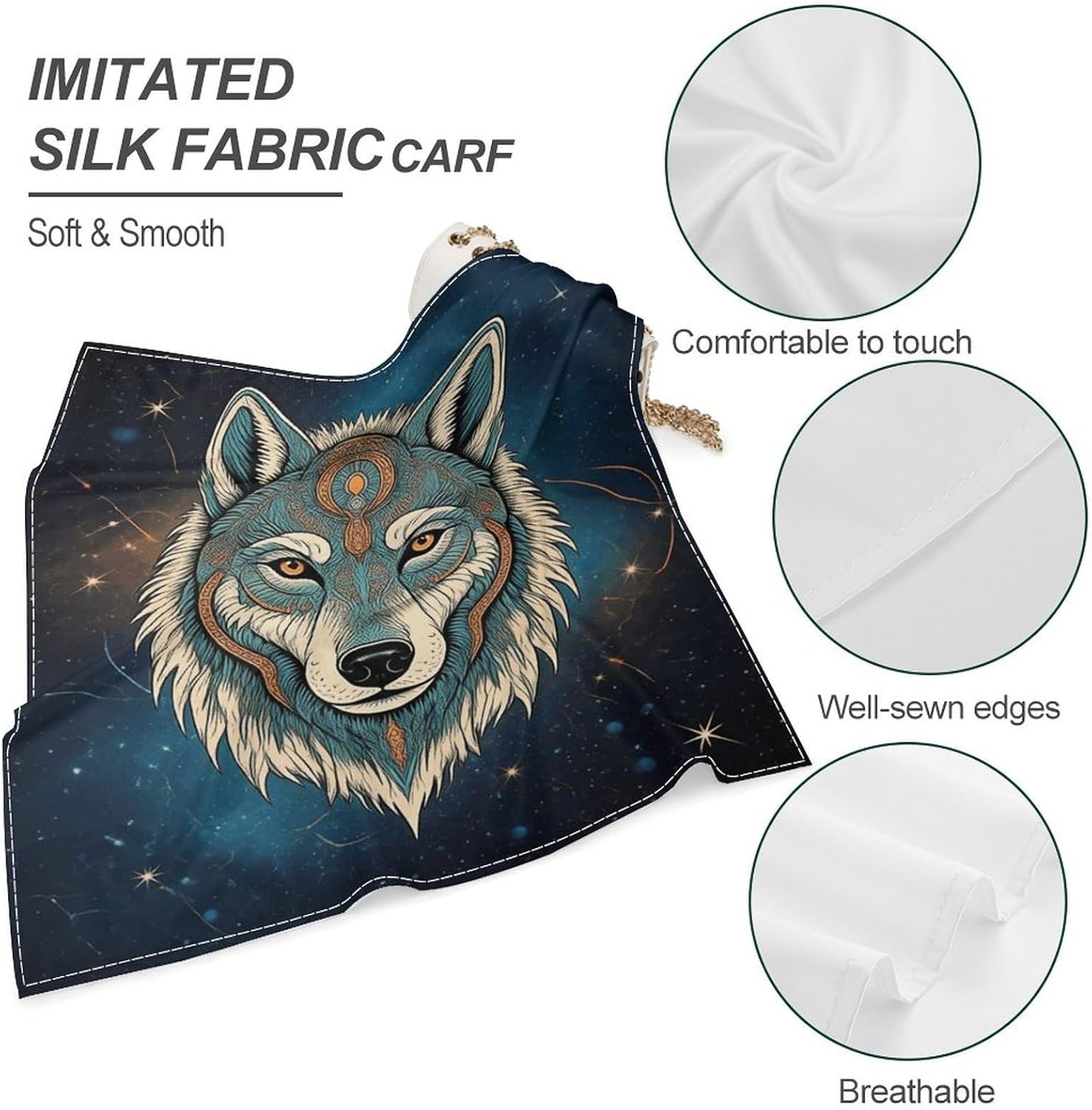 Retro Wolf Multi-purpose Bandanas 18 X 18 Inch for Men Women image 3