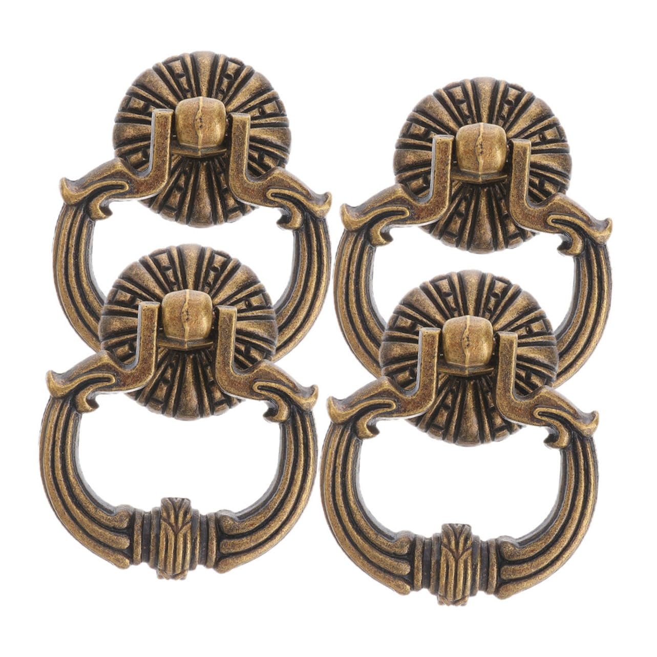 4 Tiradores de cobre vintage para armarios, cajones y muebles antiguos