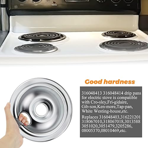 Miniatura 4 de 316048413 316048414 Range Kit de bandeja de goteo de Blutoget, compatible con quemador eléctrico Frigidaire Ken-more con ranuras de bloqueo, incluye