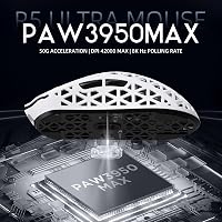 ATTACK SHARK R5 Ultra Szénszálas Gamer Egér, 39g Szuperkönnyű, 8000Hz Vezeték Nélküli, 42000 DPI, Bluetooth/2.4G/Vezetékes, Fehér 5