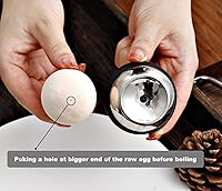 Vista 3 de Perforador de huevos para huevos crudos, tenedor de huevos de acero inoxidable para hervir huevos, excelente herramienta peladora de cáscara