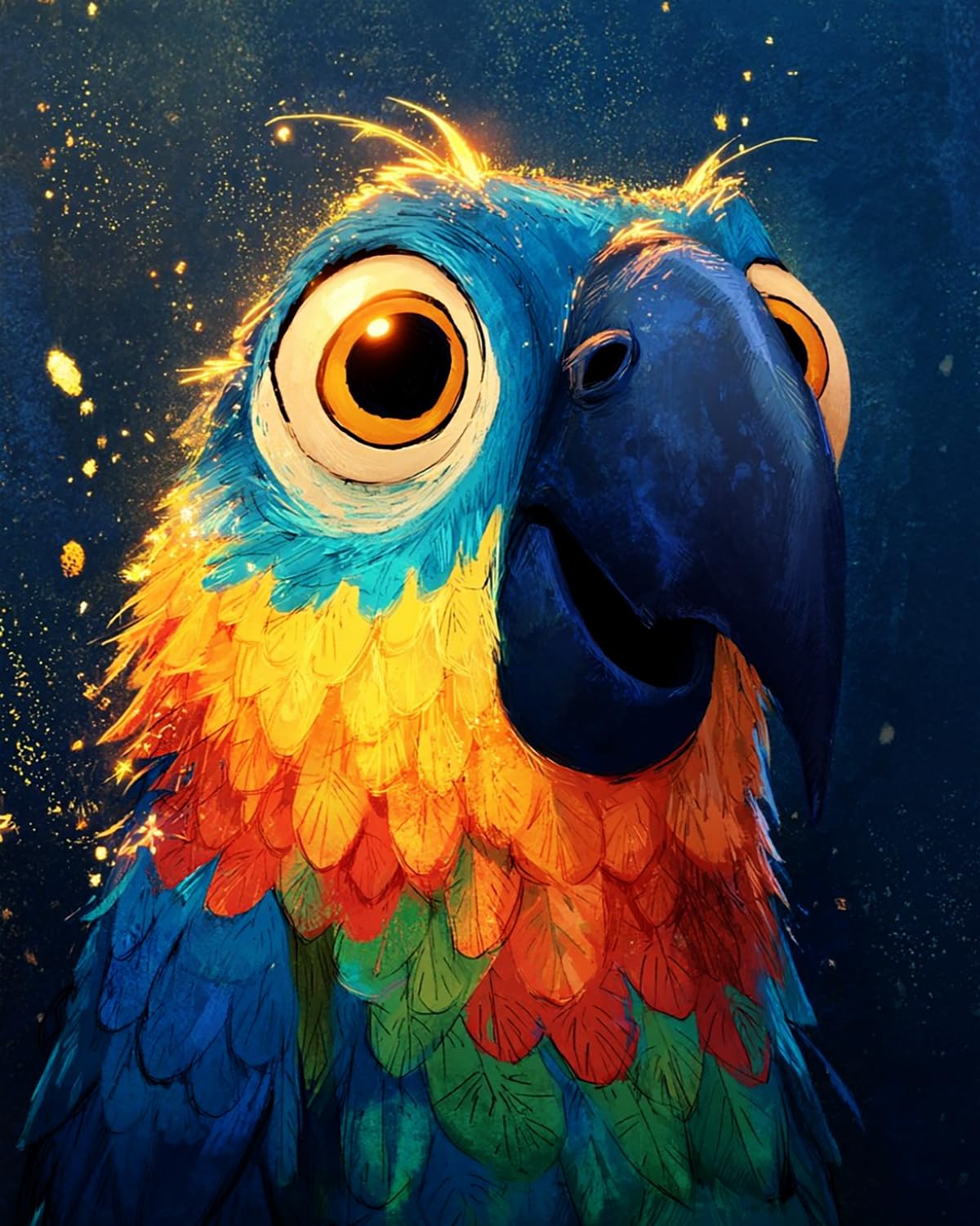 Liubaishi Multicolour Paint By Numbers Kit For Adults, Sparkling Parrot, 40X50 Cm, Acrylic On Canvas, With 3 Brushes